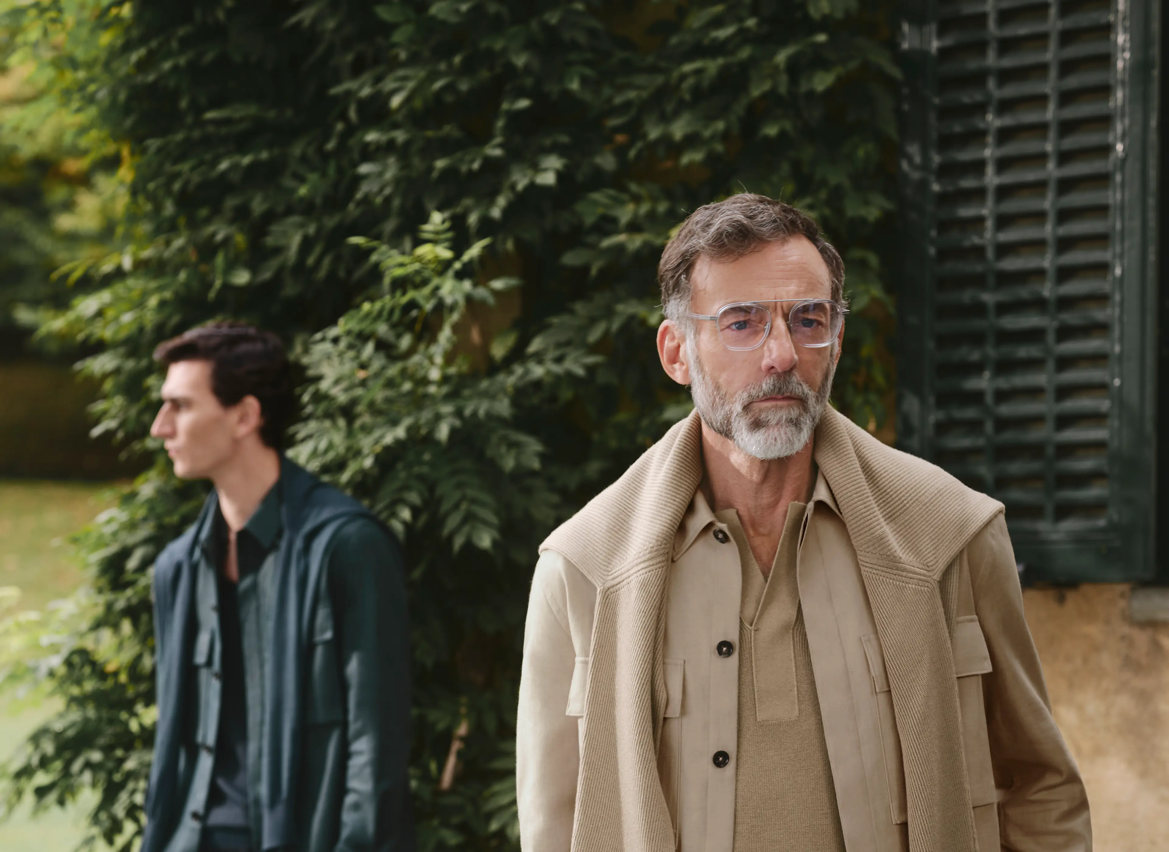 Two men dressed in made-to-measure business casual outfits from ZEGNA SS25 collection.