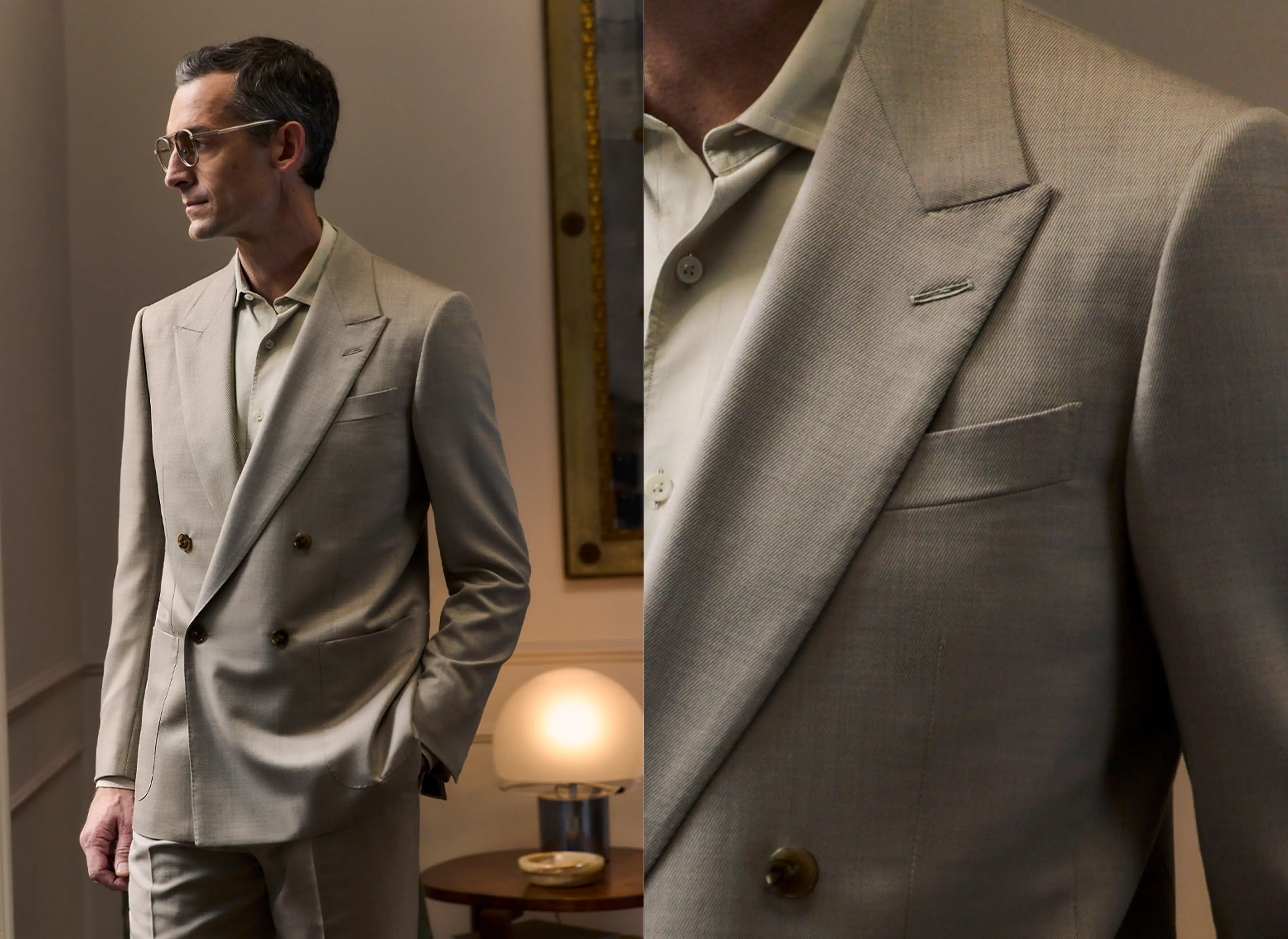 Ein Mann in einem eleganten Leinenanzug aus der ZEGNA Frühjahr/Sommerkollektion 2026.