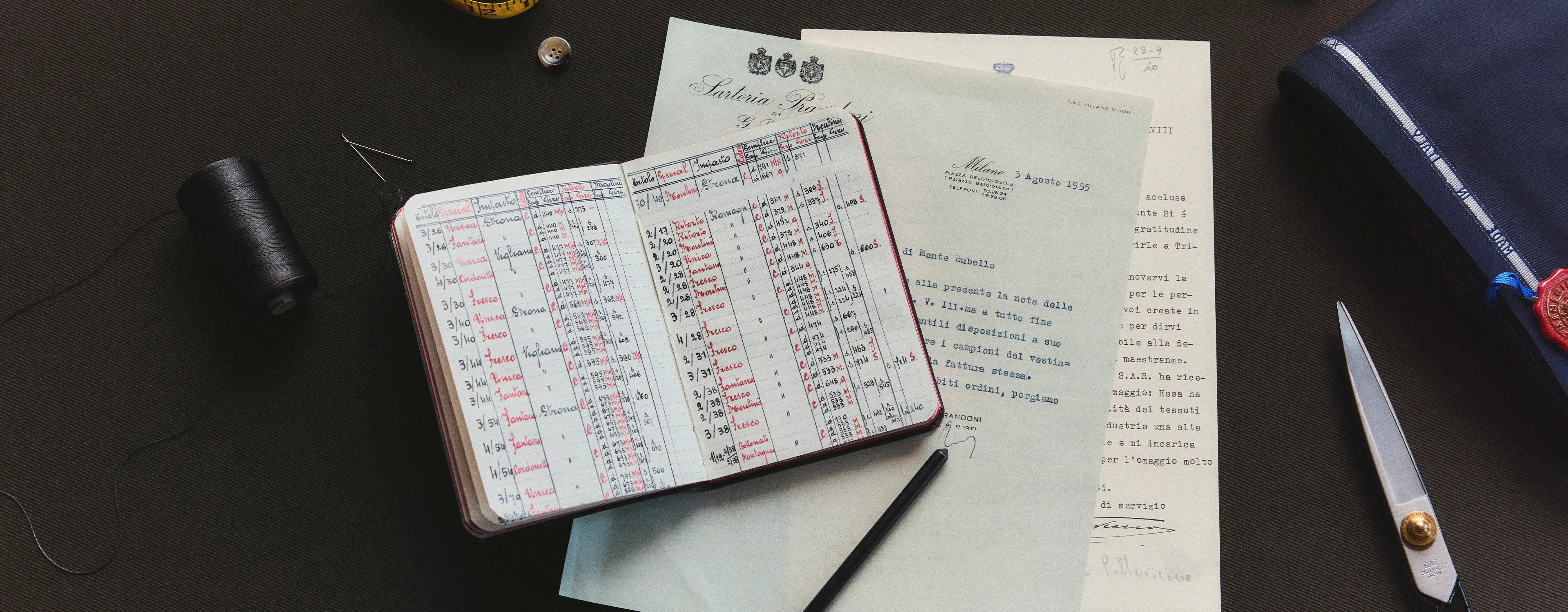 Handgeschriebenes Notizbuch eines ZEGNA Schneiders.