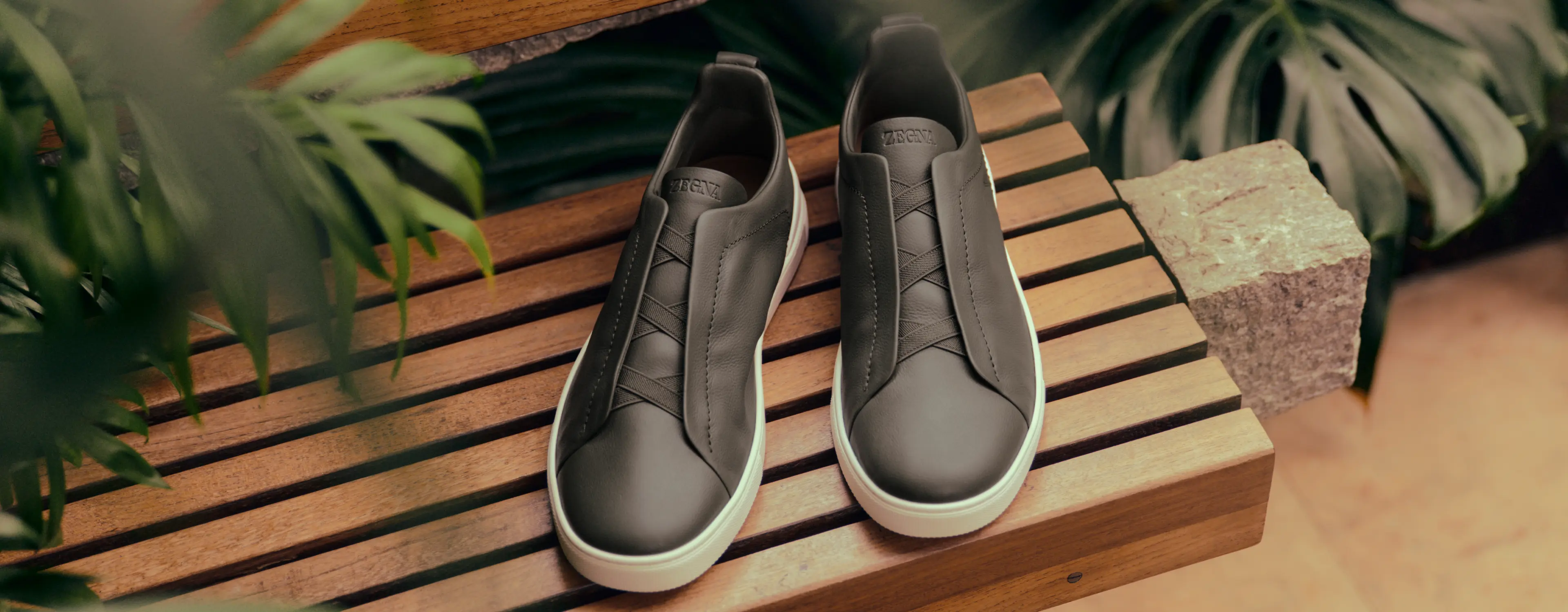 Close-up of Triple Stitch™ sneakers from the ZEGNA SS26 collection.