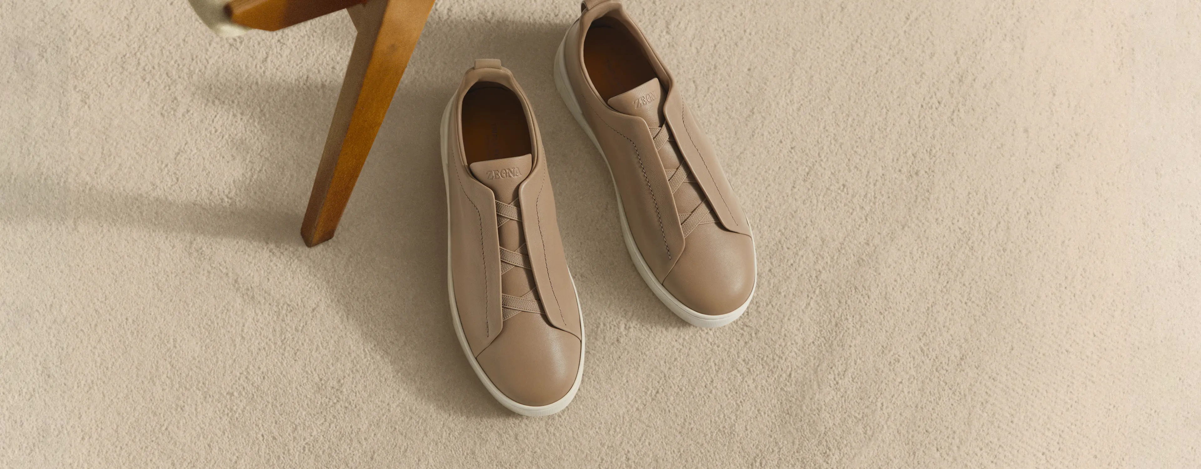 Close-up of Triple Stitch™ sneakers from the ZEGNA SS26 collection.