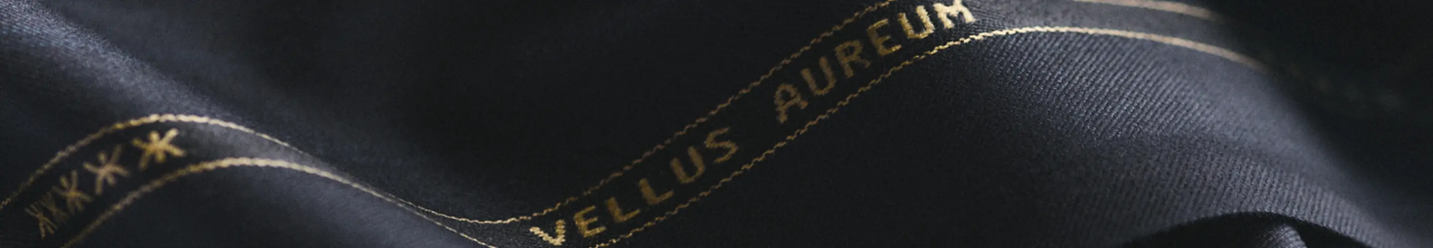 Detail of ZEGNA Vellus Aureum men's fabric with branding.