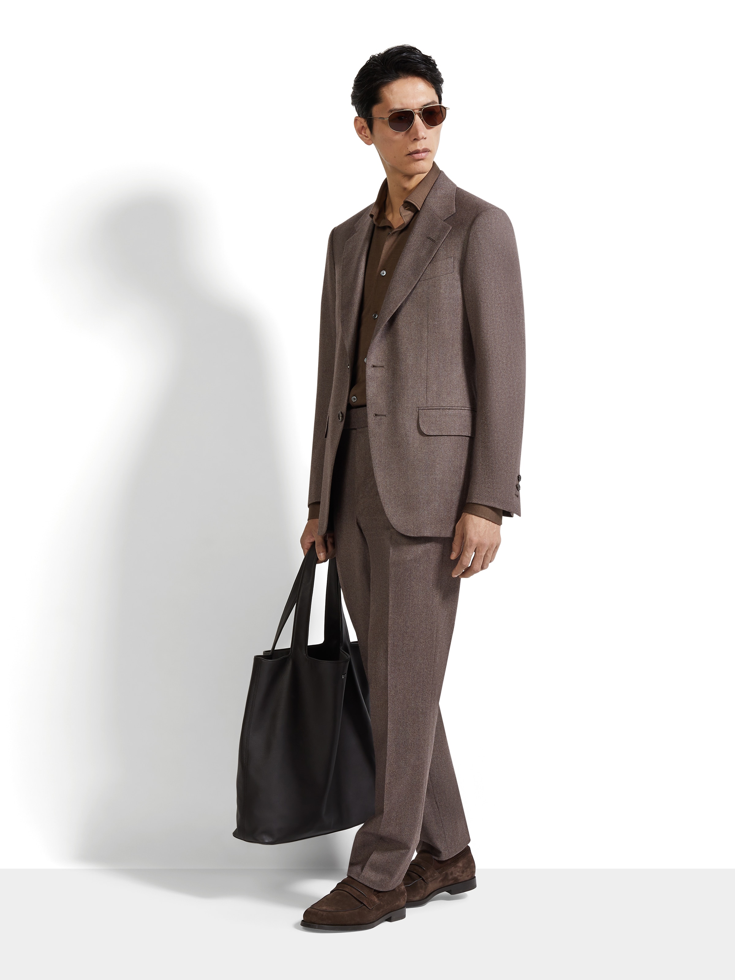 Zegna Light Brown Mélange Wool And Cashmere Suit