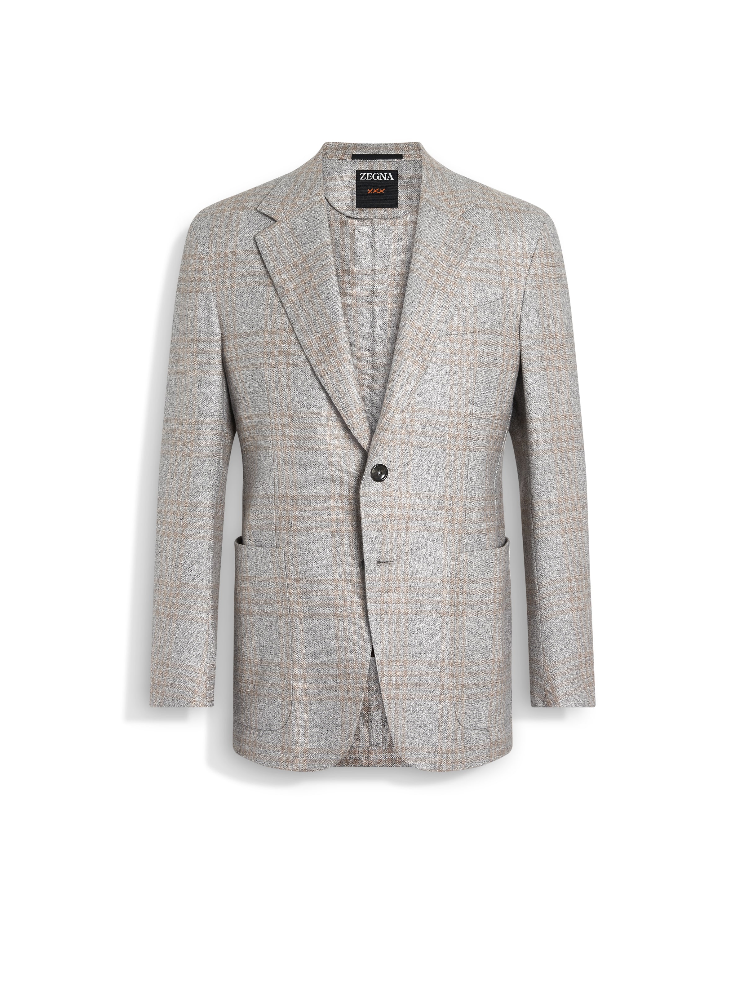 Zegna Light Grey And Light Taupe Silk And Cashmere Jacket In Multi