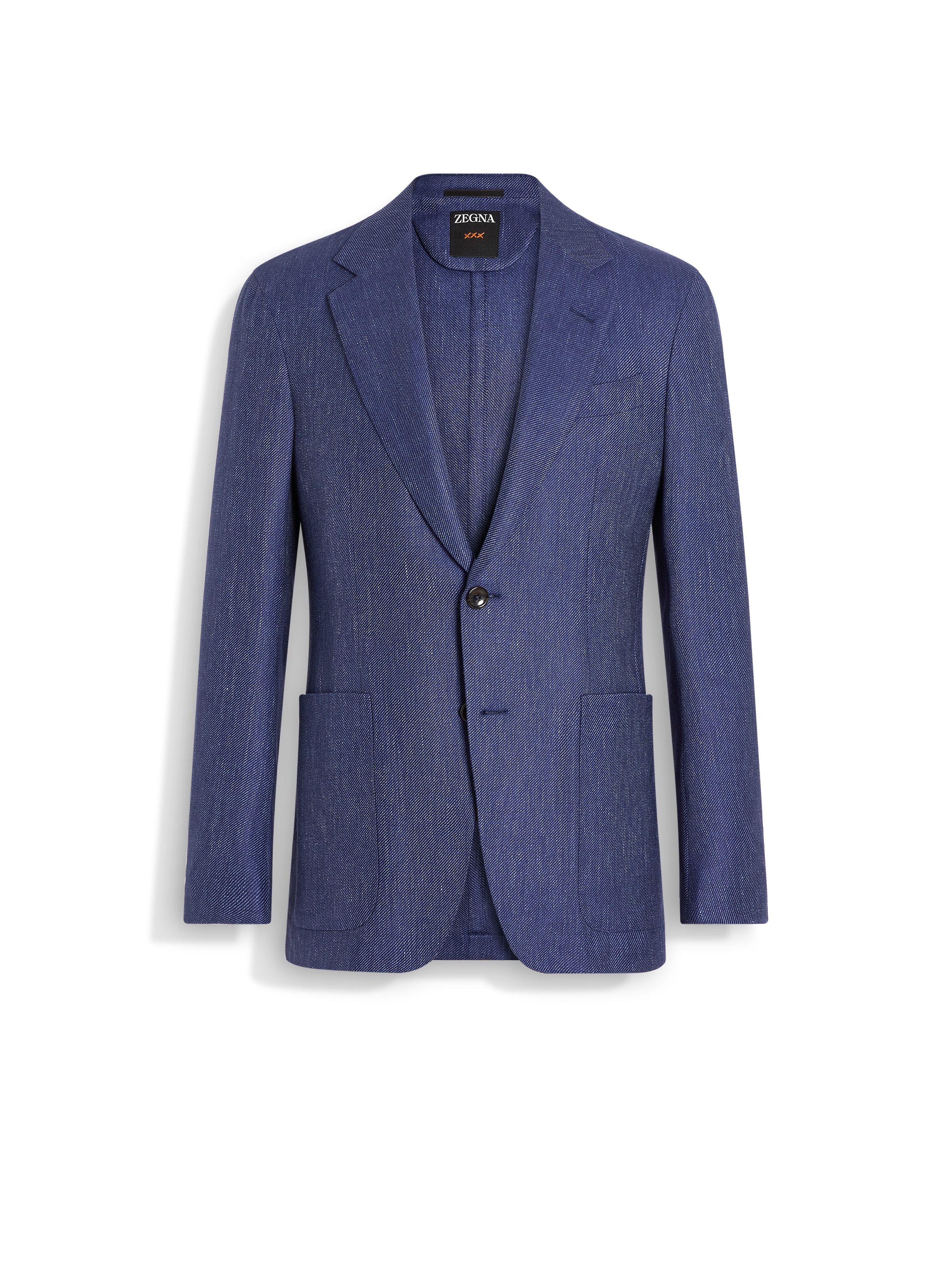 Zegna Ink Blue Silk Cashmere And Linen Jacket