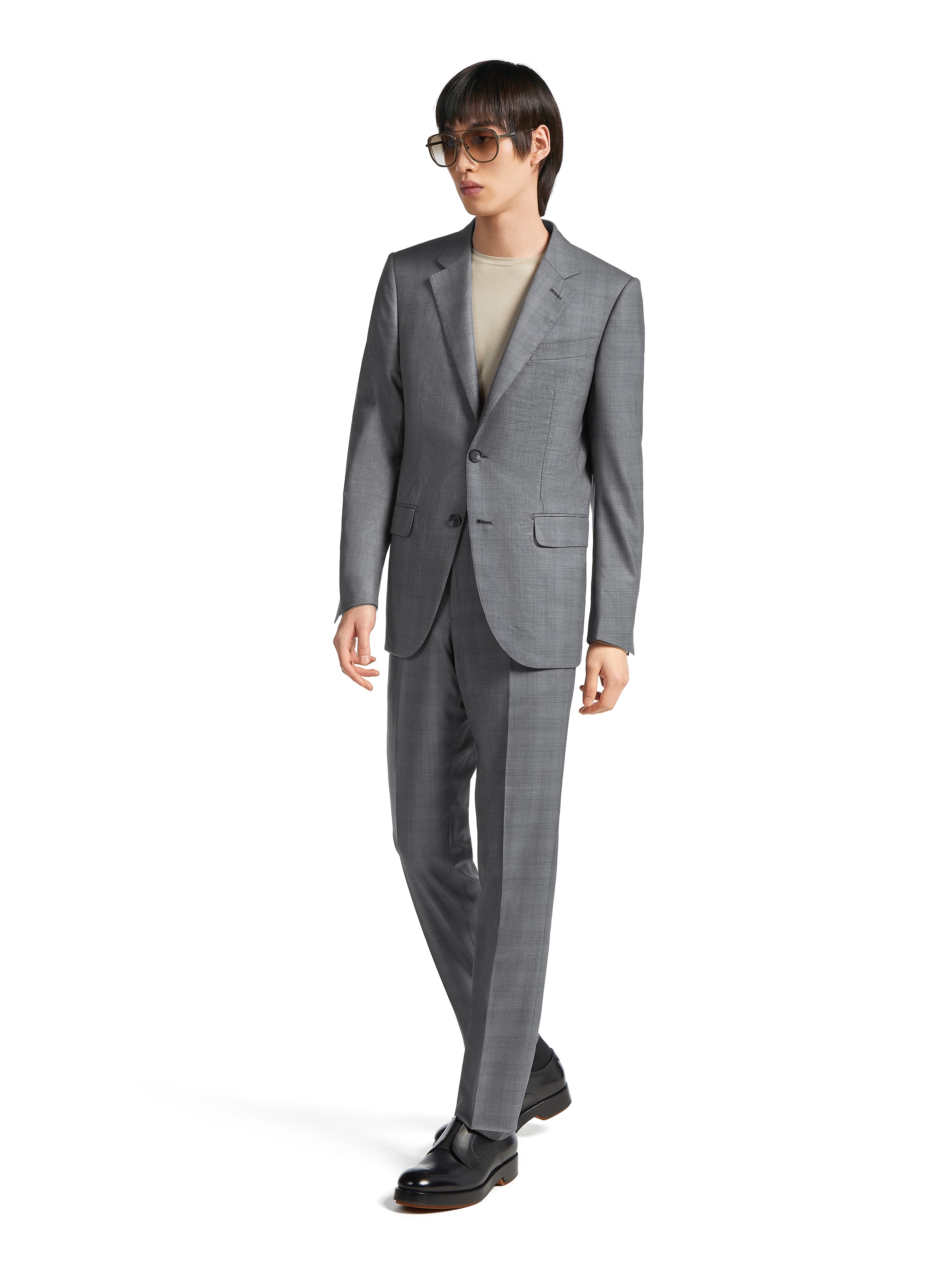Zegna Prince Of Wales Centoventimila Slim Fit Wool Suit In Grey