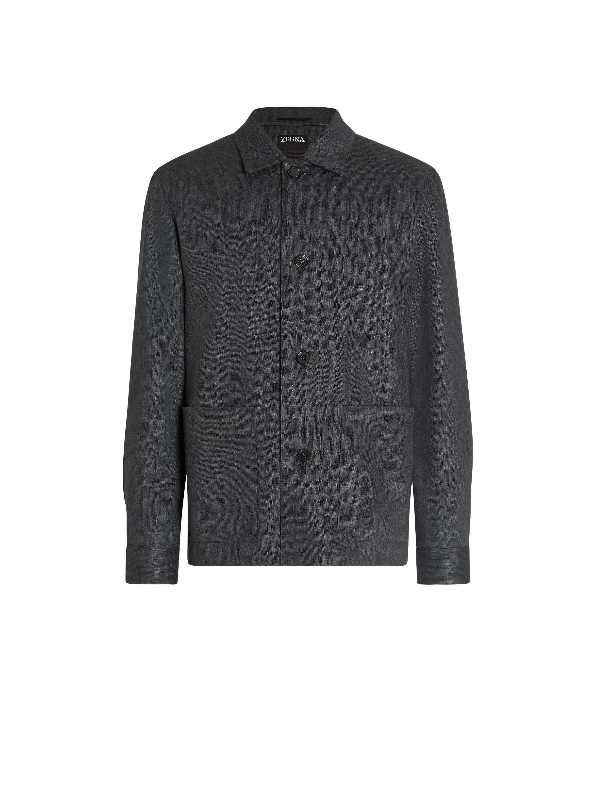 Zegna Black Silk And Linen Blend Chore Jacket
