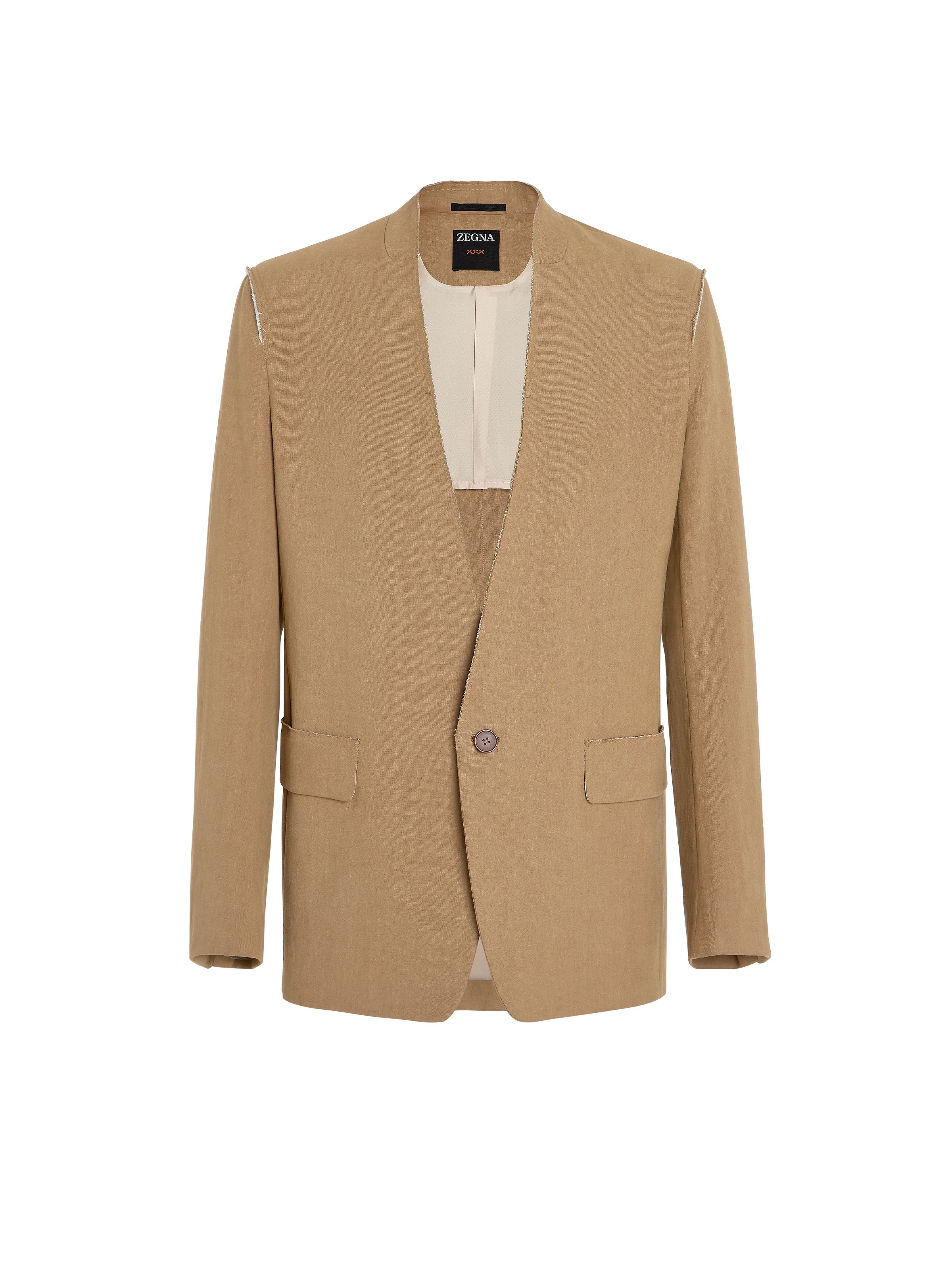 Shop Zegna Camel Pure Linen Fashion Show Jacket