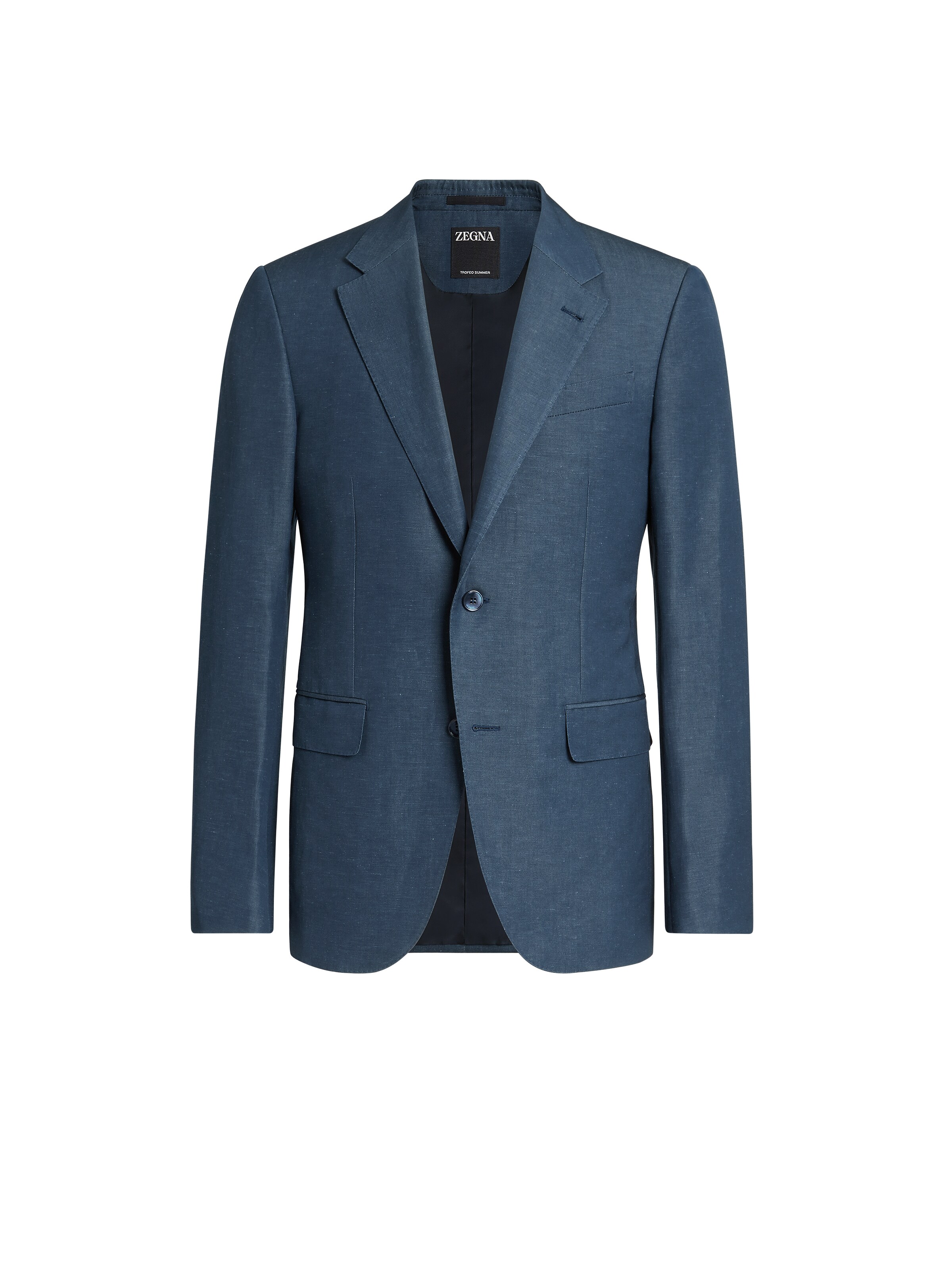 Zegna Dark Teal Blue Trofeo Summer Wool And Linen Jacket In Dark Teal Blue
