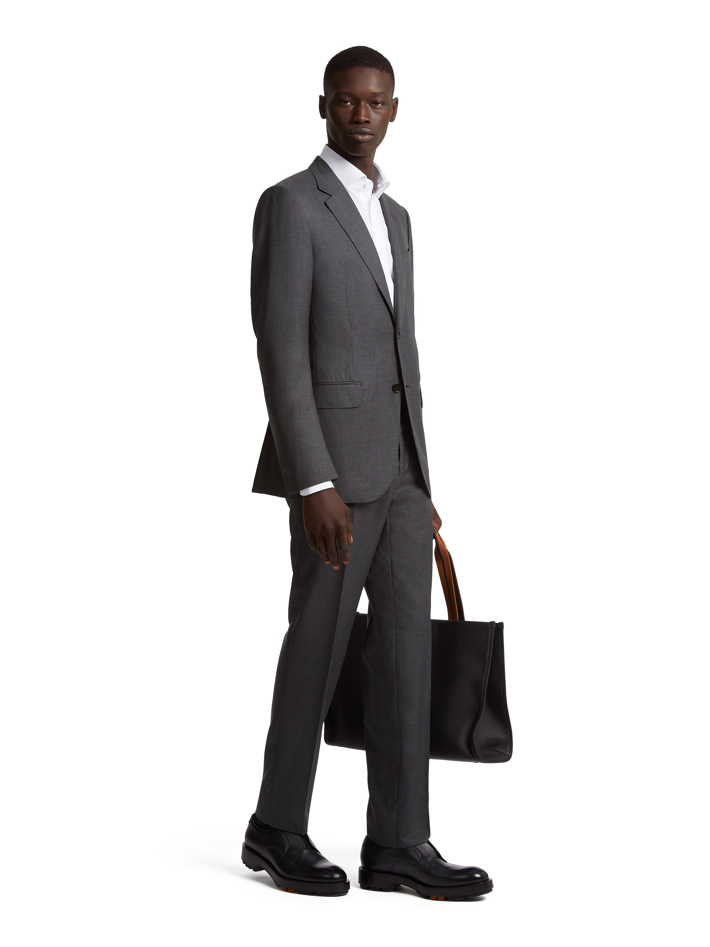 Zegna Grey And Light Blue Centoventimila Suit In Dark Grey