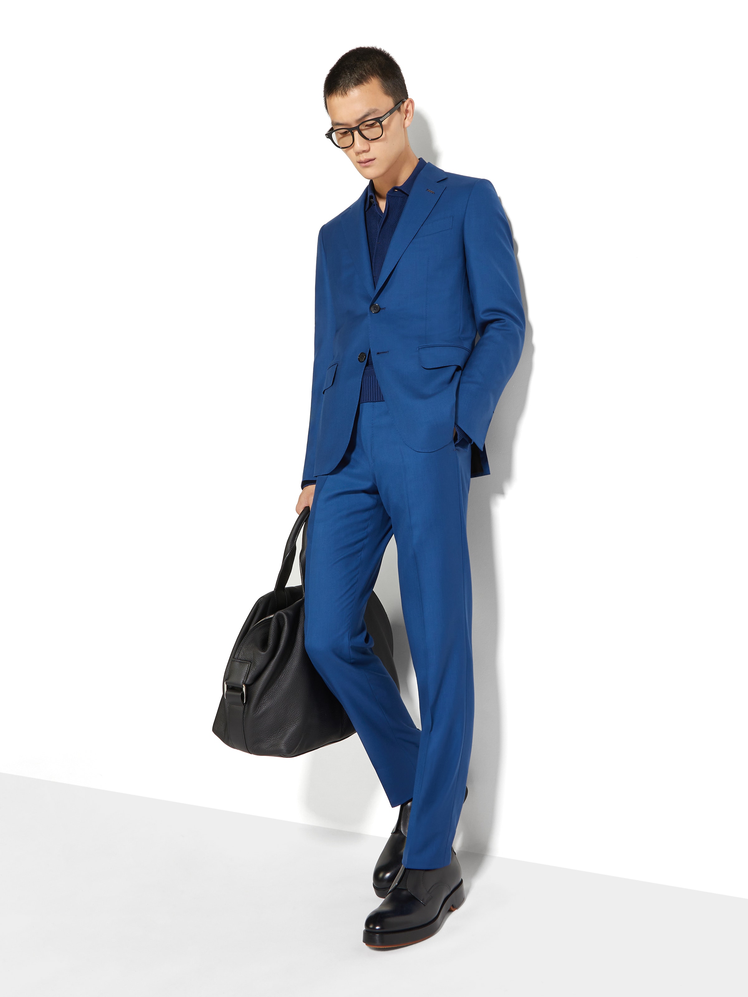 Shop Zegna Utility Blue Oasi Cashmere Suit