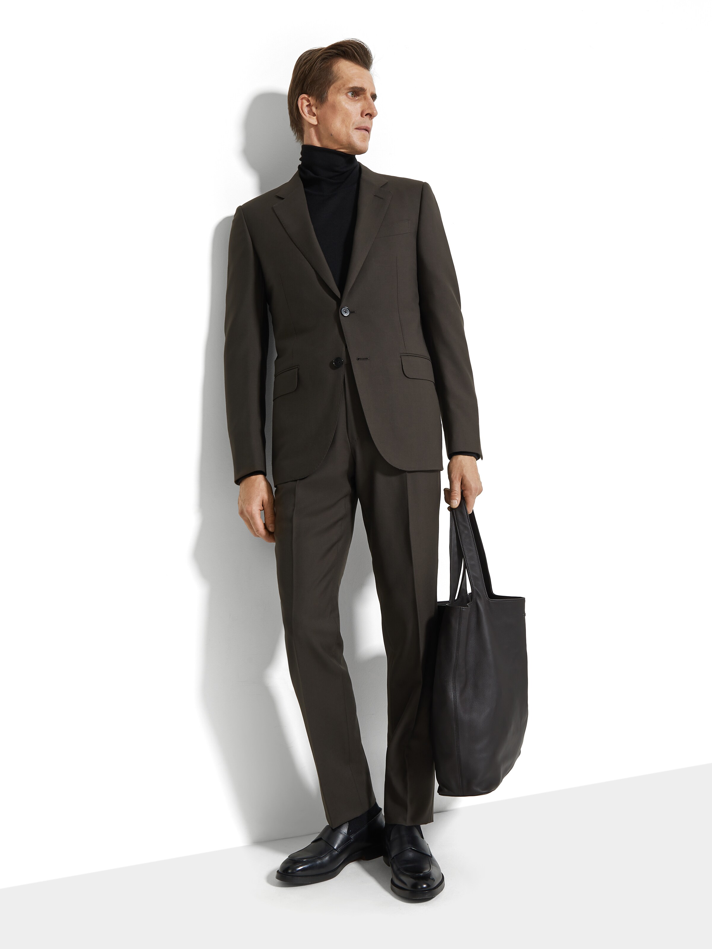 Zegna Single-breasted Suit In Marron Foncé
