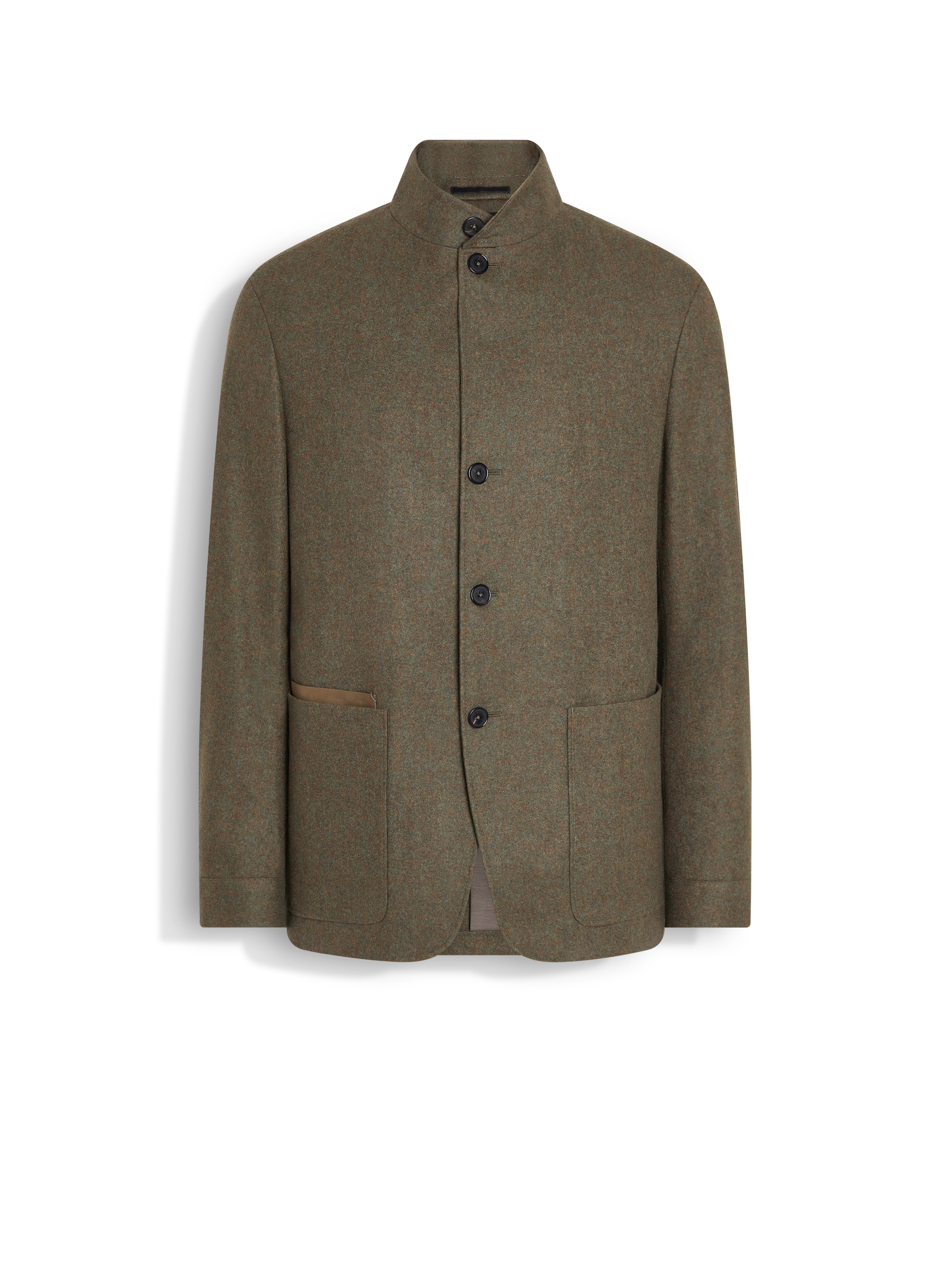 Zegna Oasi Cashmere Il Conte Chore Jacket In Army Green Multimélange