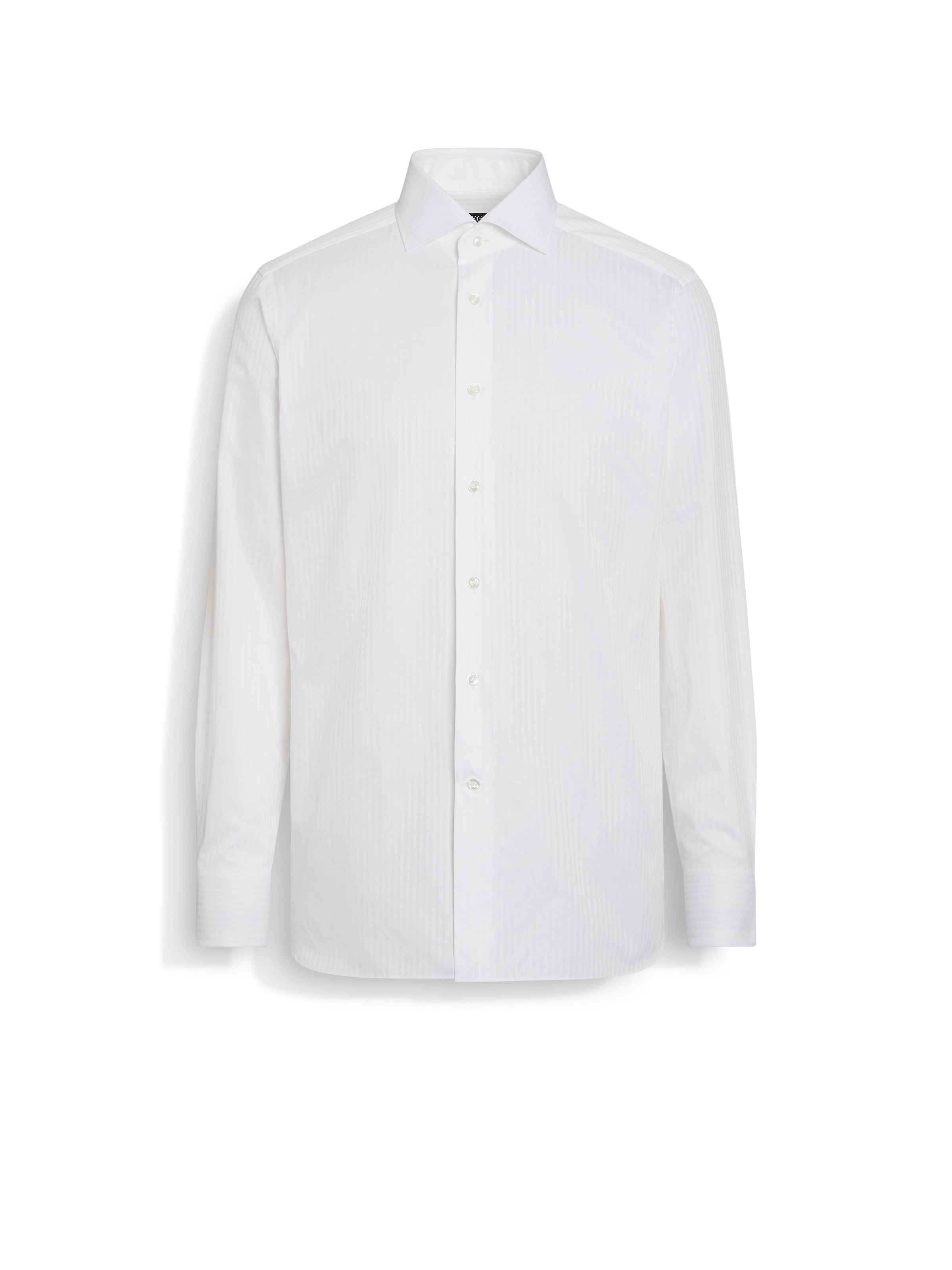 Zegna Optical White Structured Striped Centoventimila Cotton Shirt In Optical White