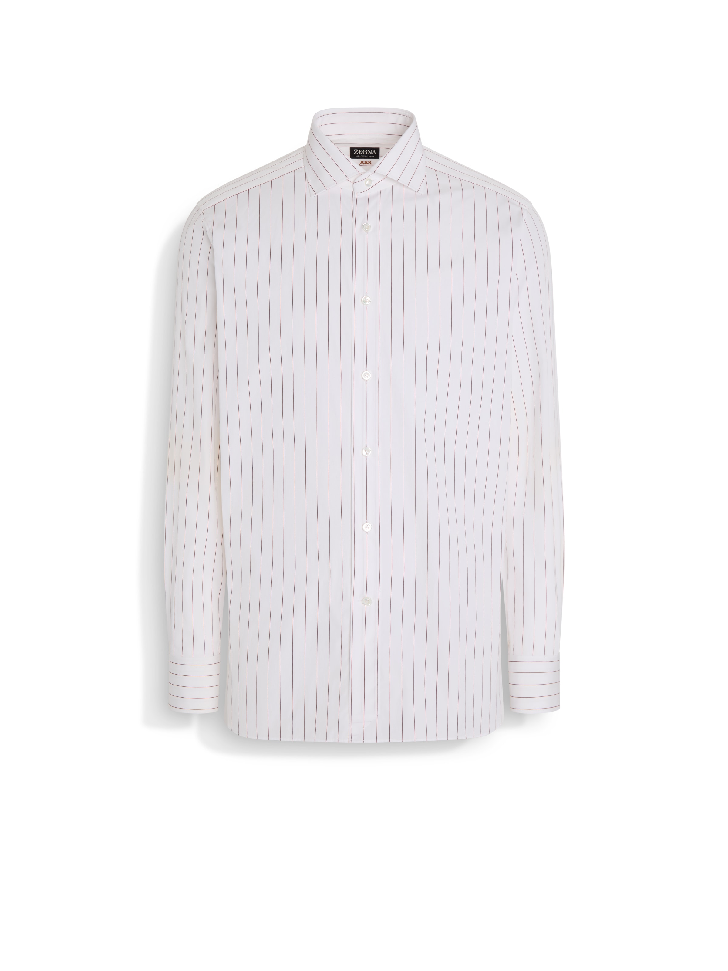 Zegna Centoventimila Button Front Shirt In White/brick Red