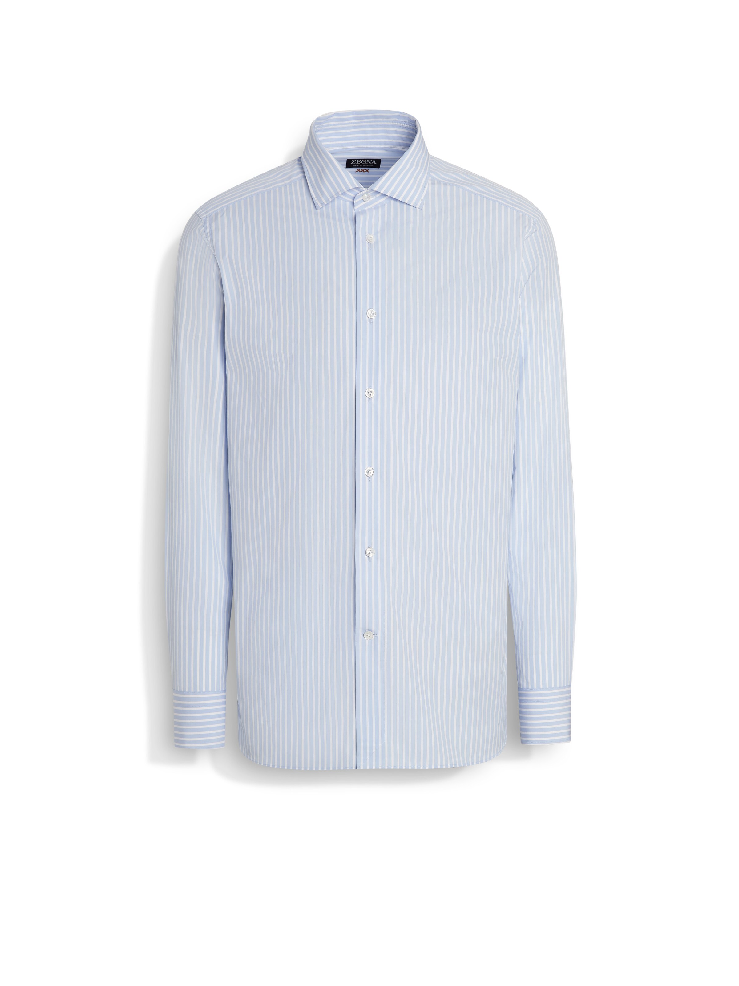 Zegna Stripe Oasi Linen Button-up Shirt In Light Blue/white