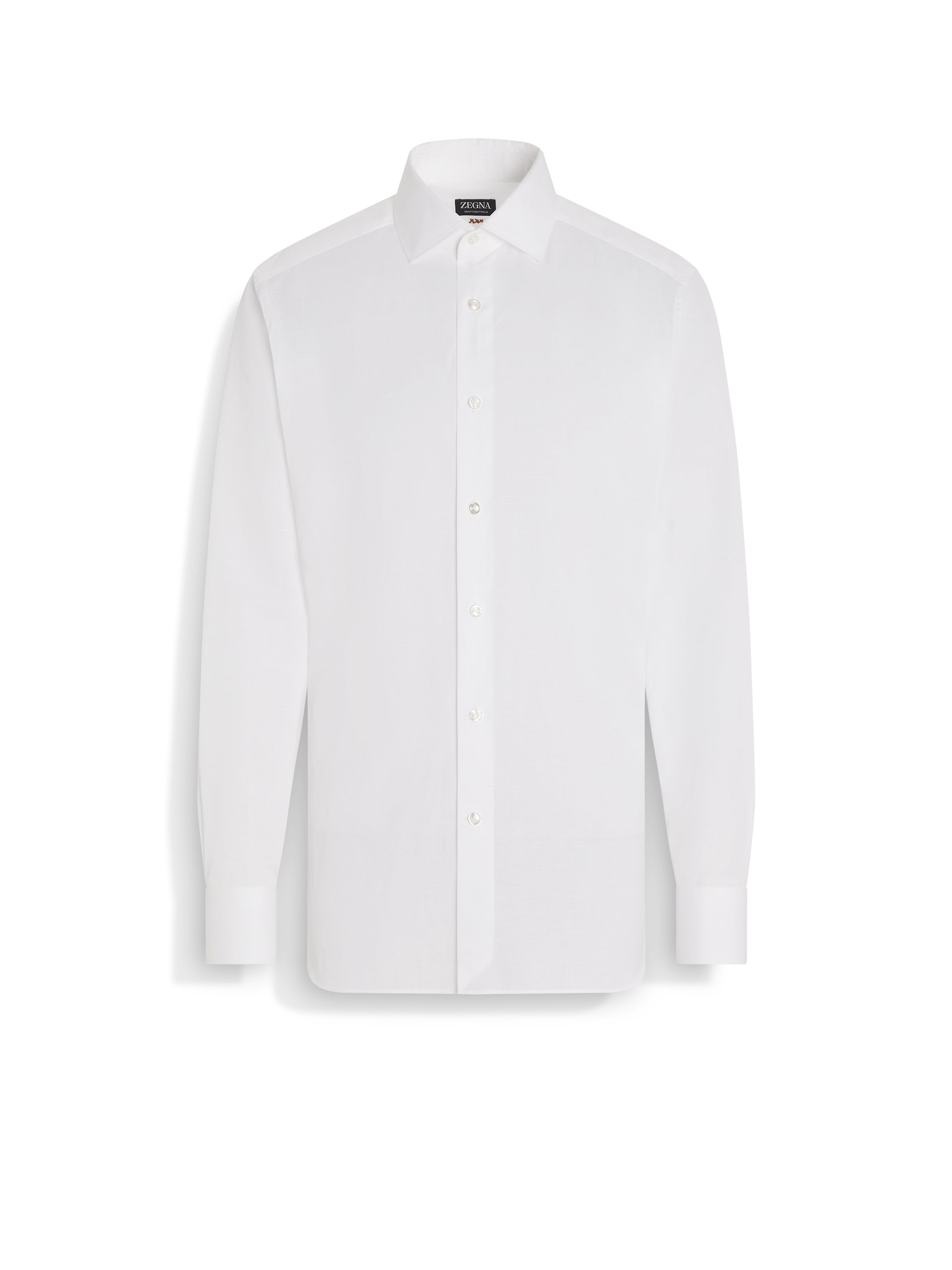 Zegna Optical White Structured Striped Centoventimila Cotton Shirt In Optical White