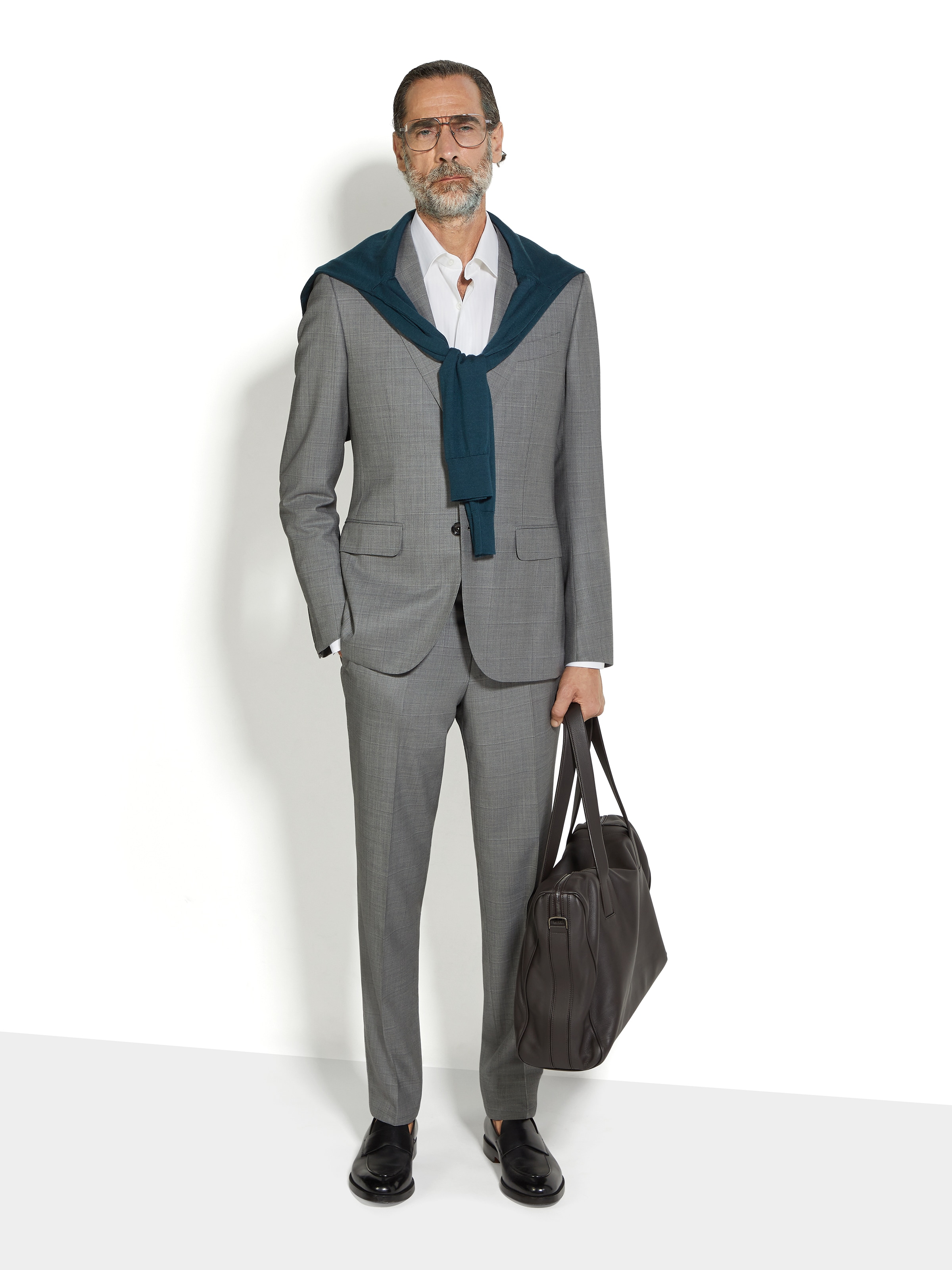 Zegna Grey Centoventimila Wool Suit In Gris