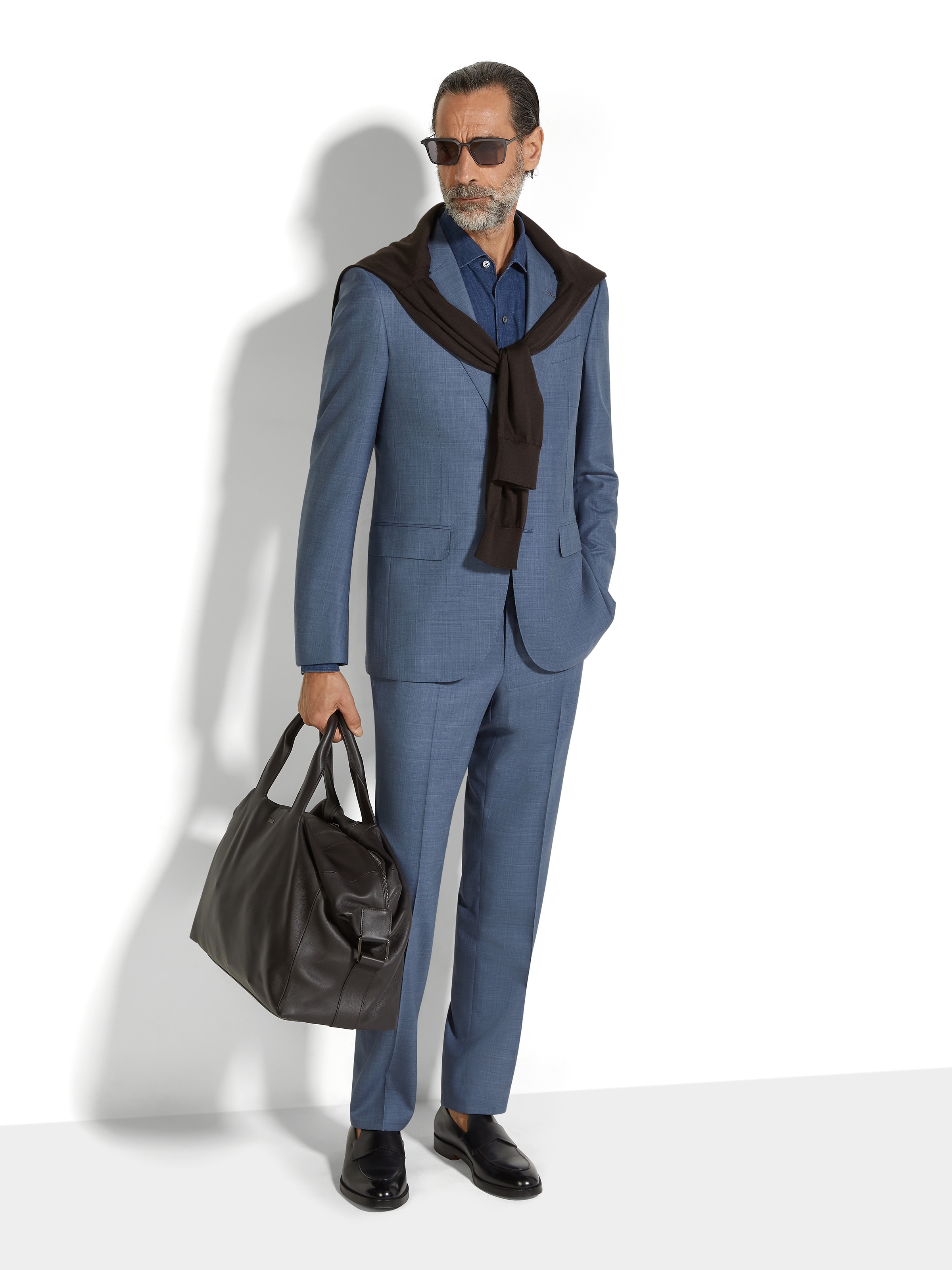 Zegna Light Avio Blue Centoventimila Wool Suit In Bleu Avio Clair
