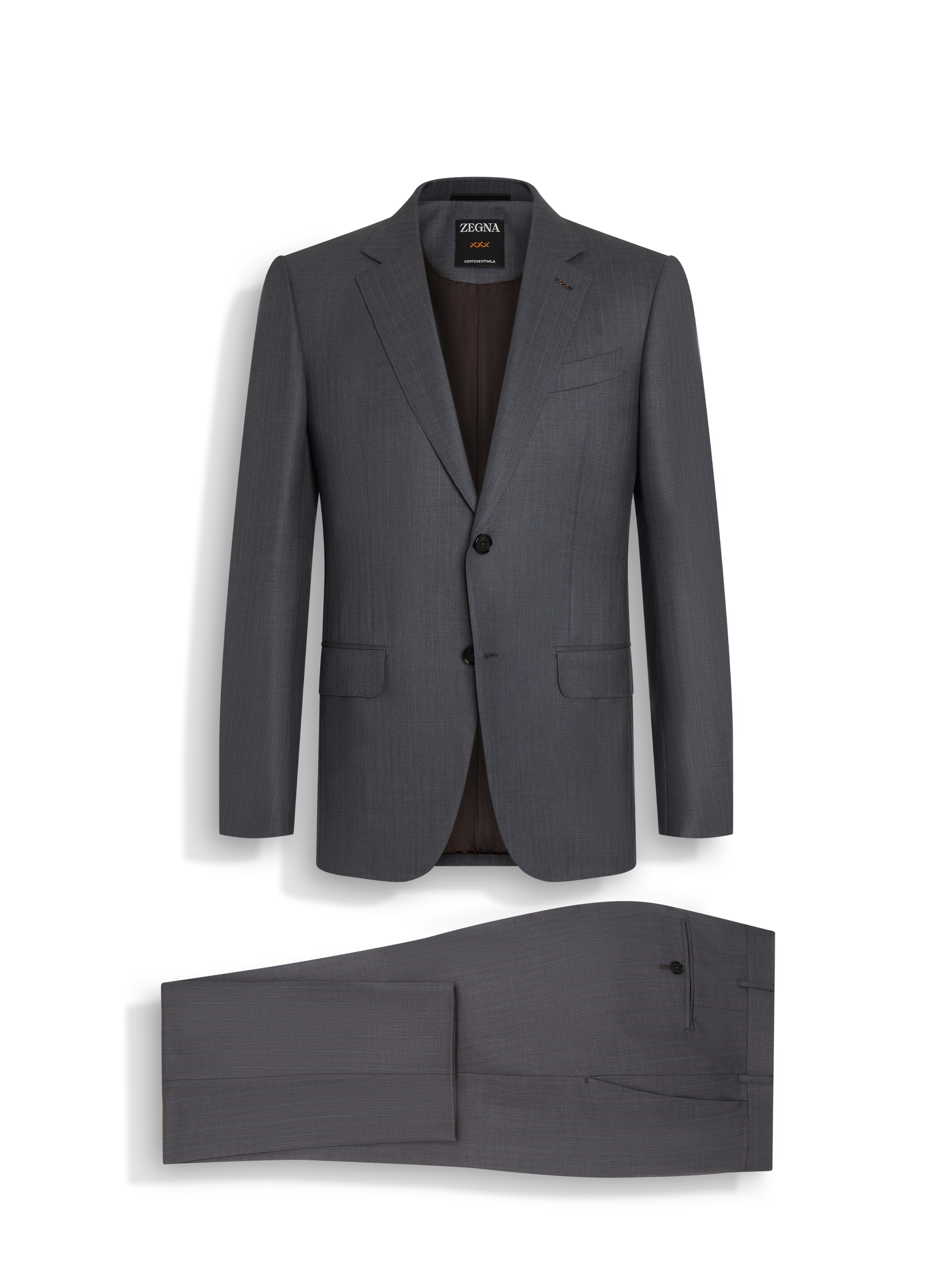 Zegna Grey And Light Blue Centoventimila Suit In Grey/light Blue