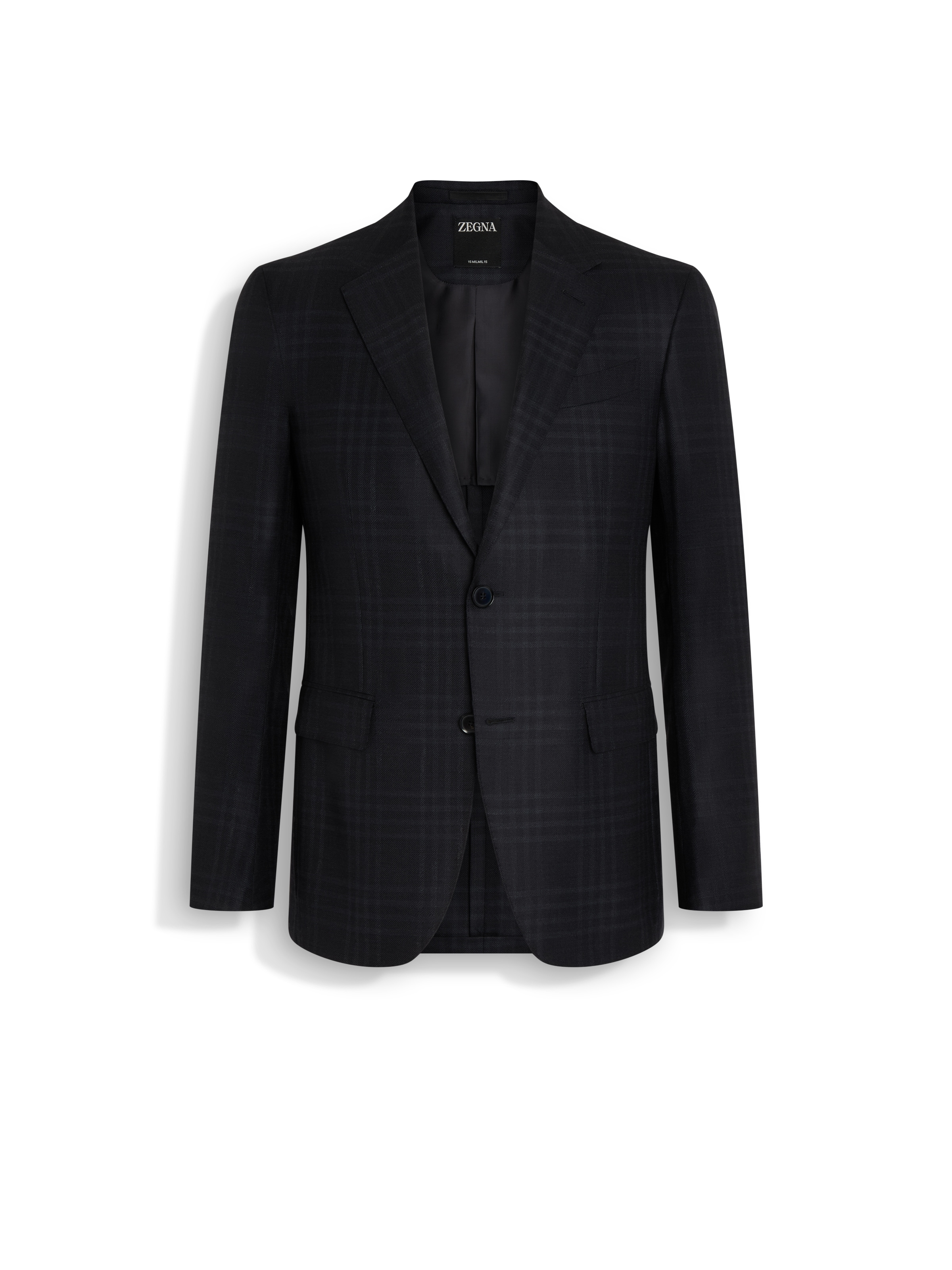 Zegna Check-pattern Blazer In Black/dark Grey