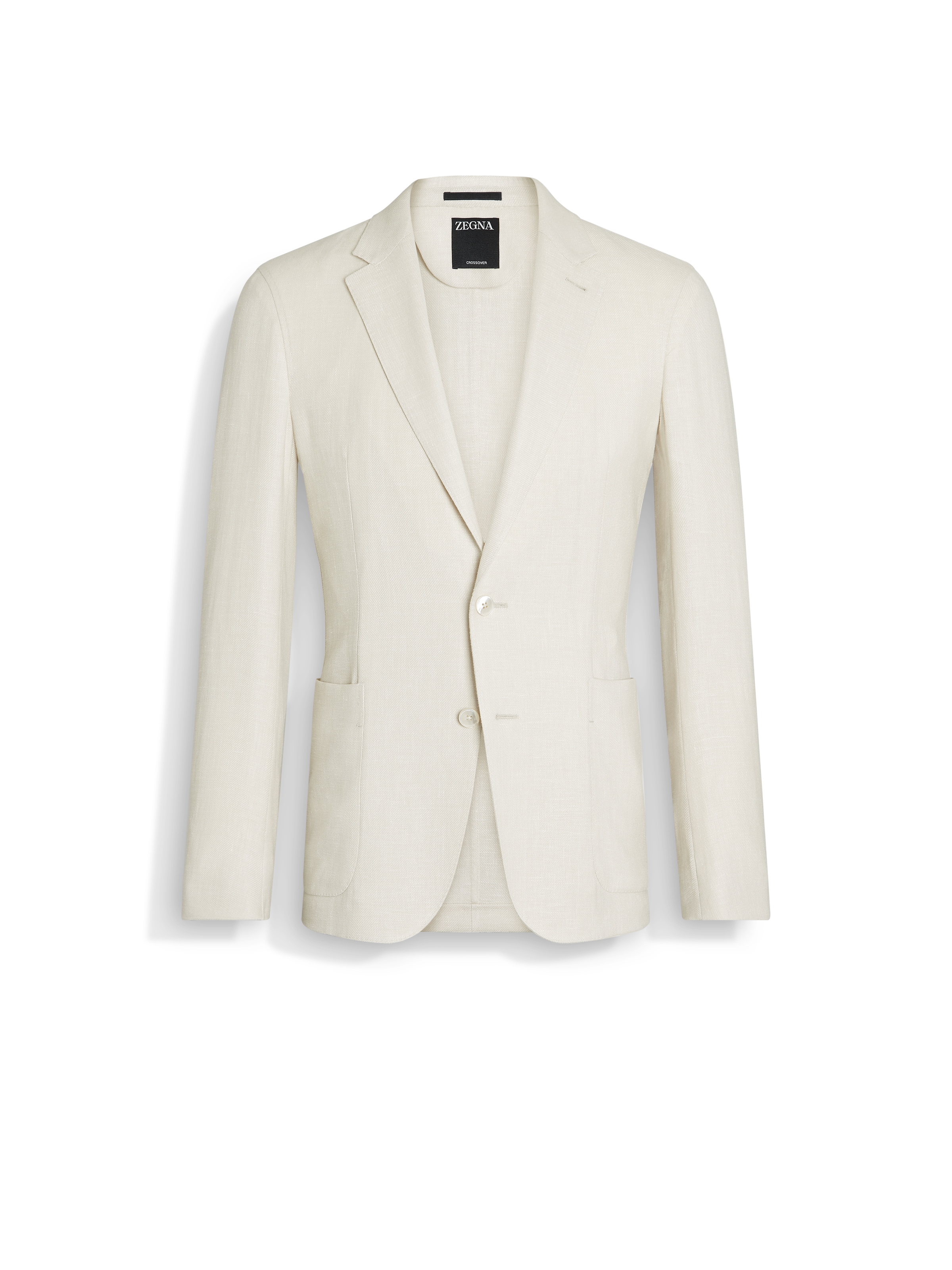 Zegna Light Beige Crossover Linen Wool And Silk Blend Jacket In Beige Clair