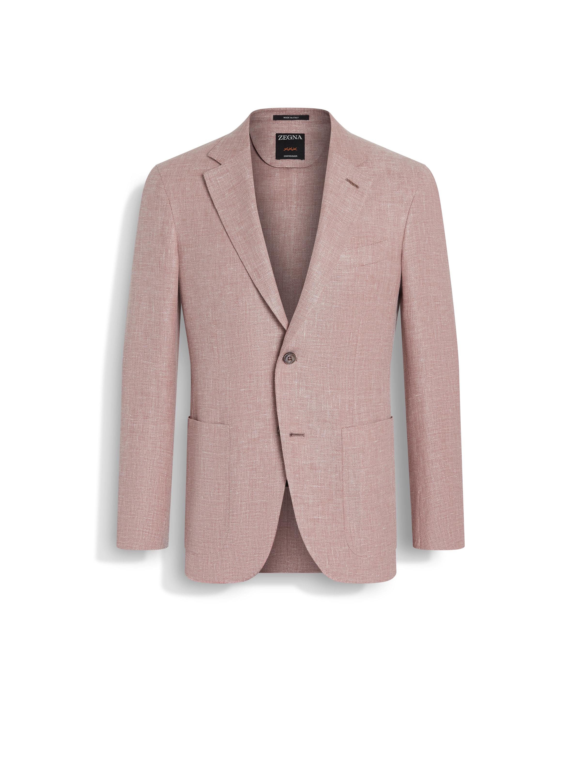 Zegna Light Brick Red Crossover Linen Wool And Silk Blend Jacket