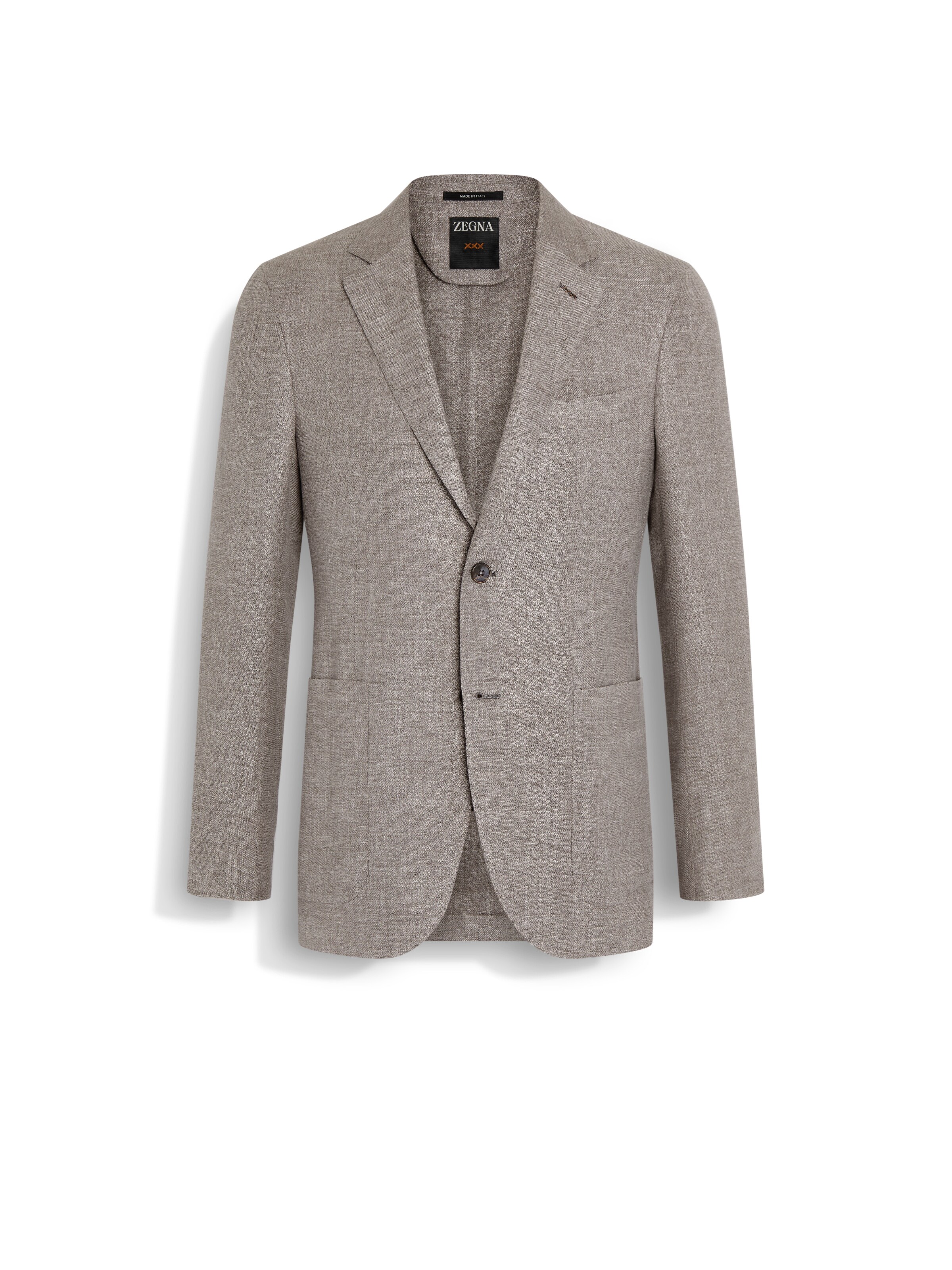 Zegna Light Brown Crossover Linen Wool And Silk Blend Jacket In Light Brown