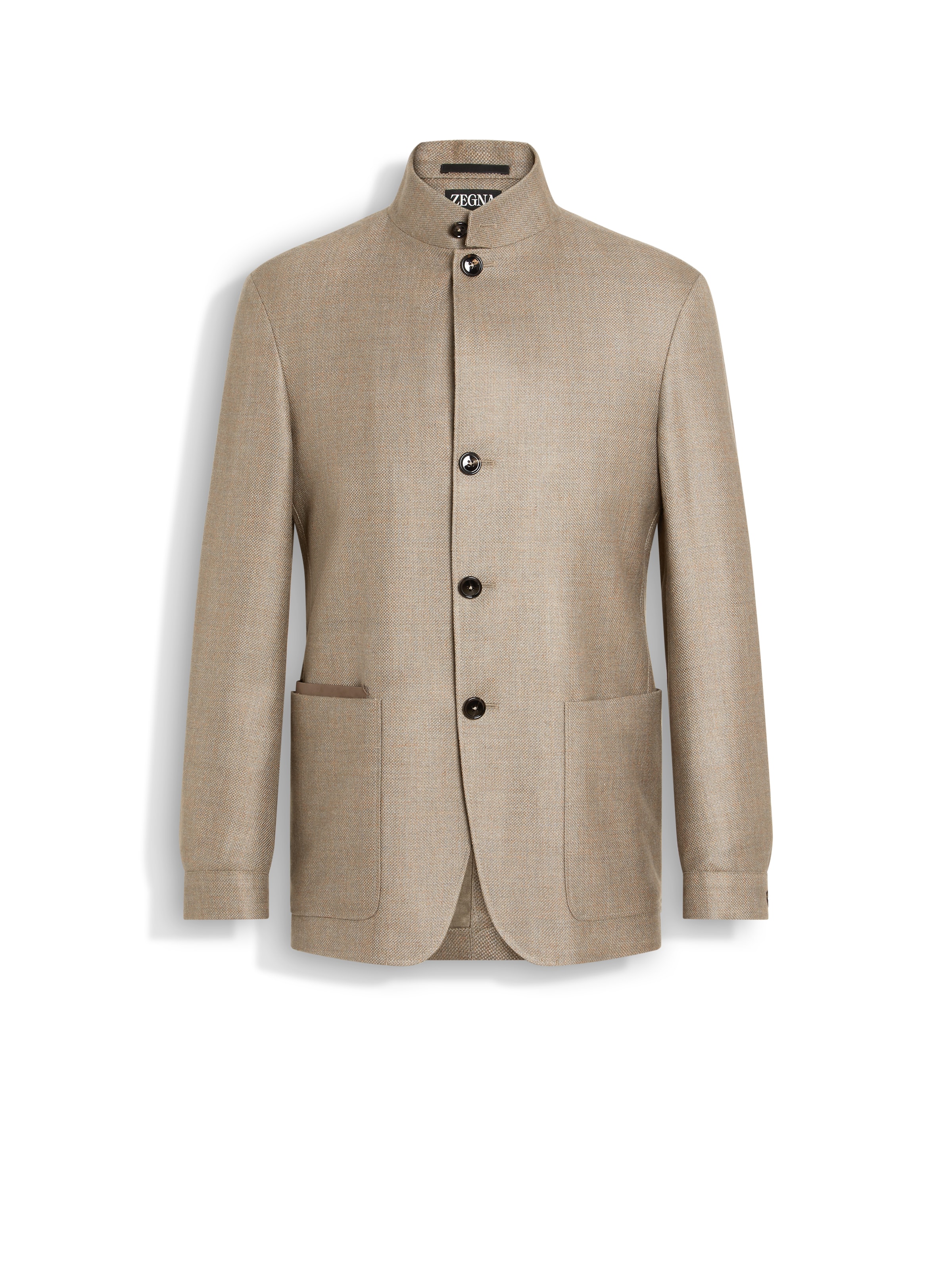 Zegna Linen-blend Shirt Jacket In Light Taupe