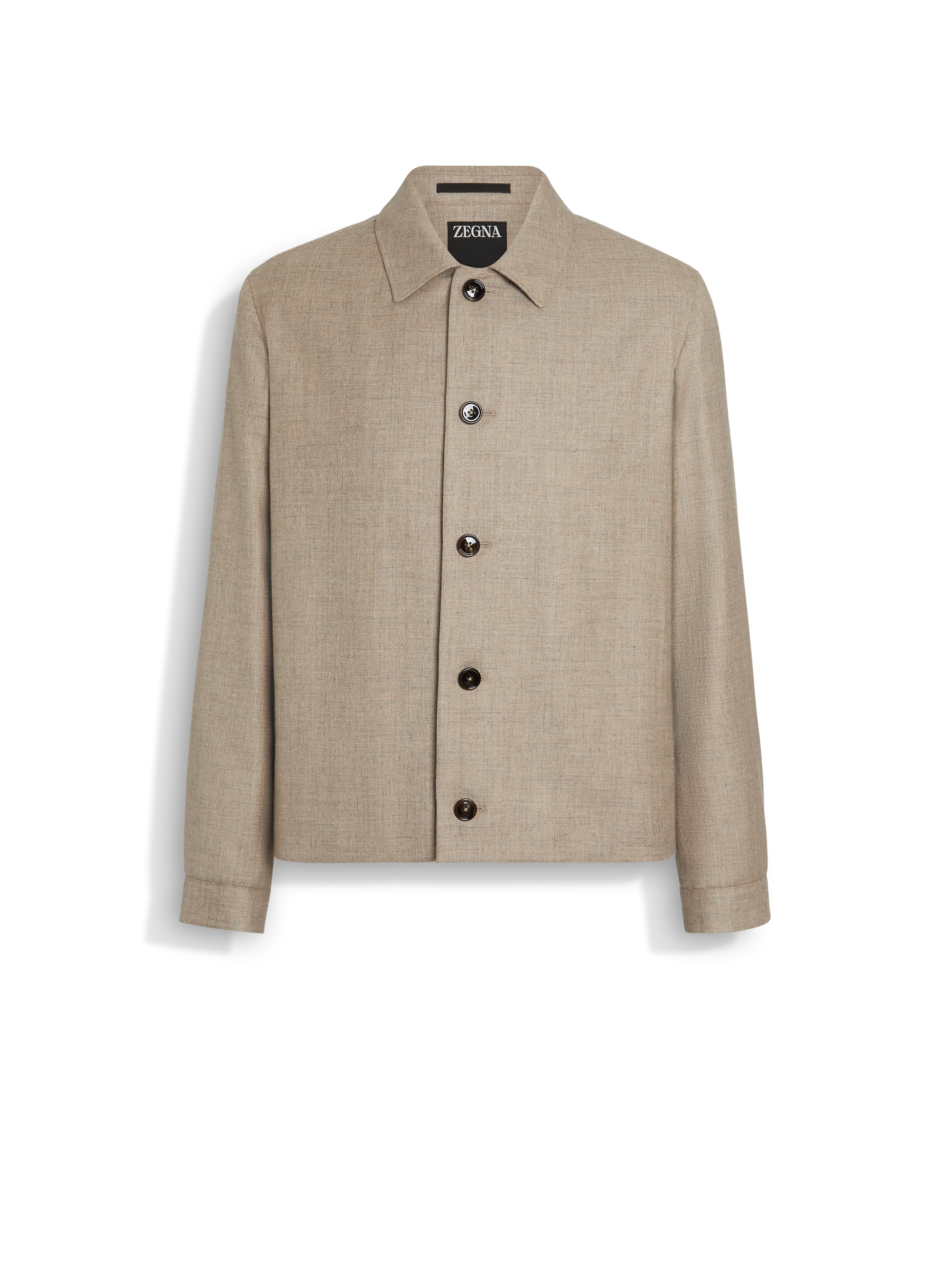 Zegna Linen-blend Shirt Jacket In Taupe Clair Chiné