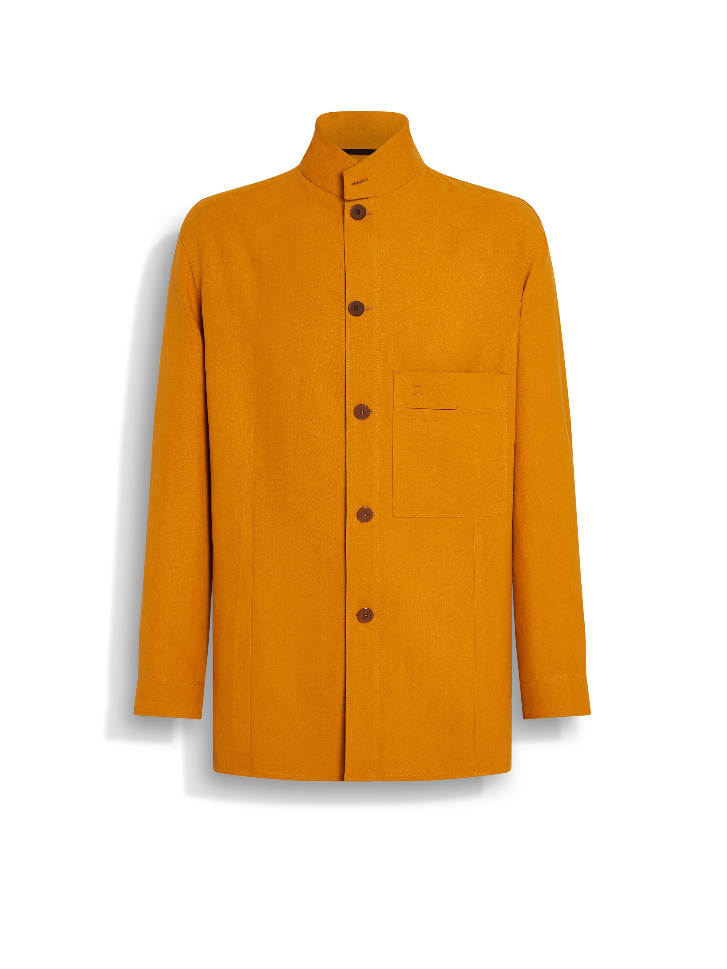 Zegna Camicia In Lino Arancione  Uomo In Yellow