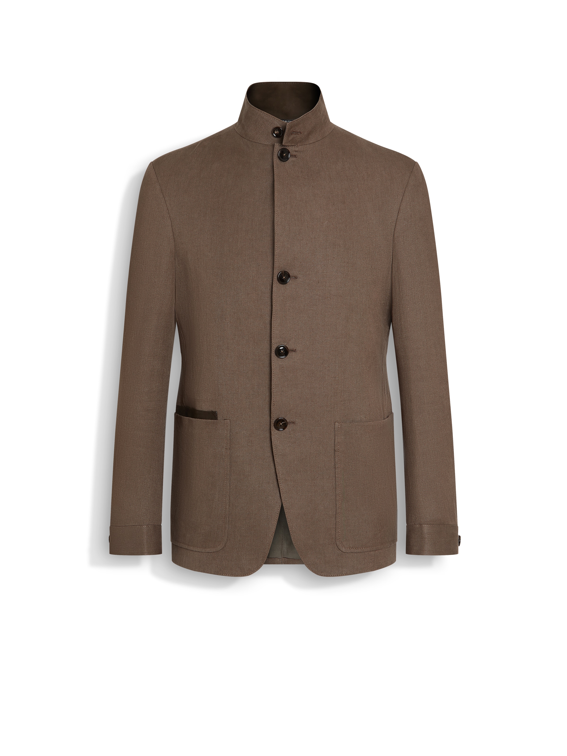 Zegna Linen-blend Shirt Jacket In Marron Foncé