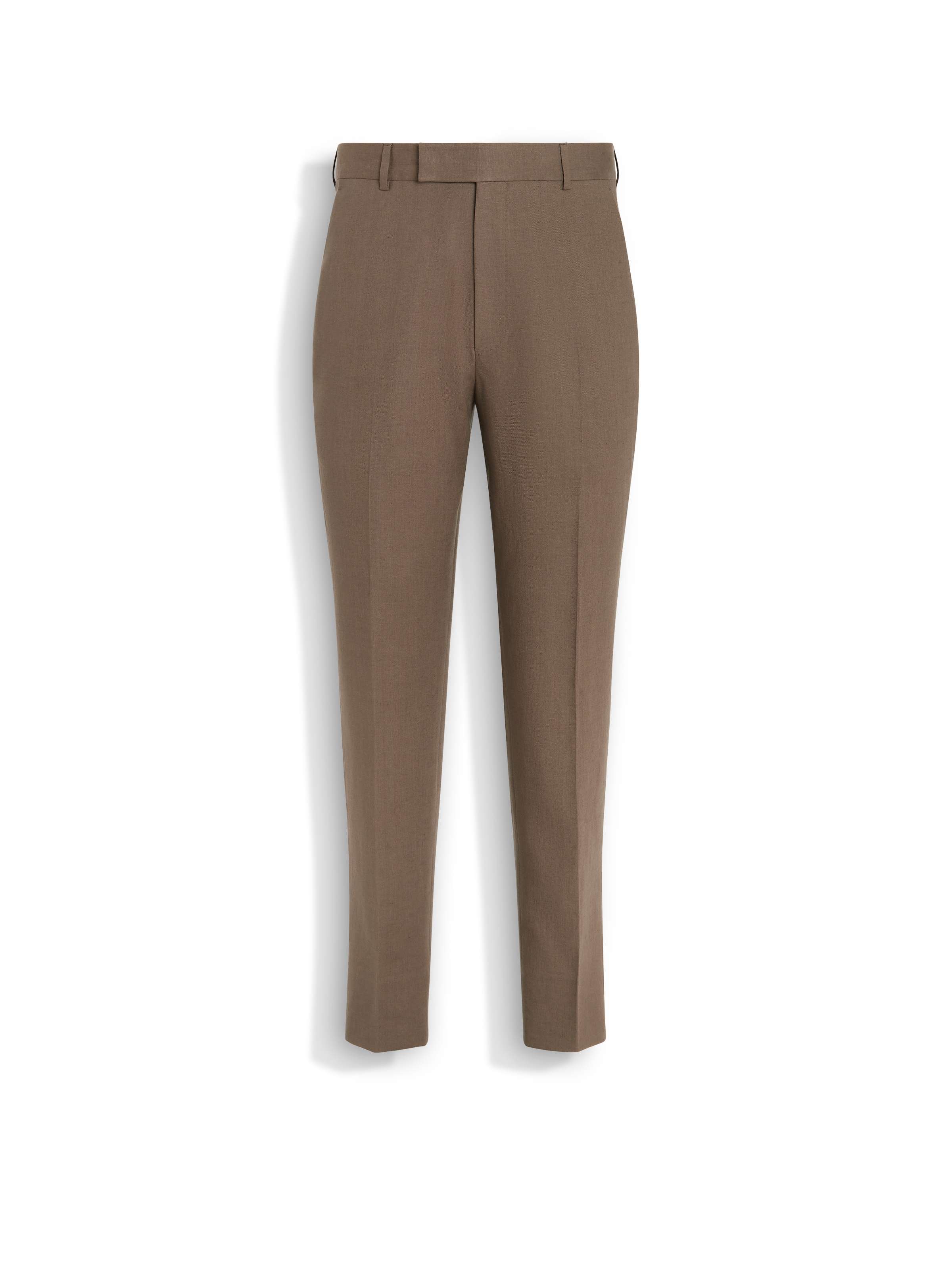 ZEGNA PANTALON EN OASI LINO TAUPE FONCÉ