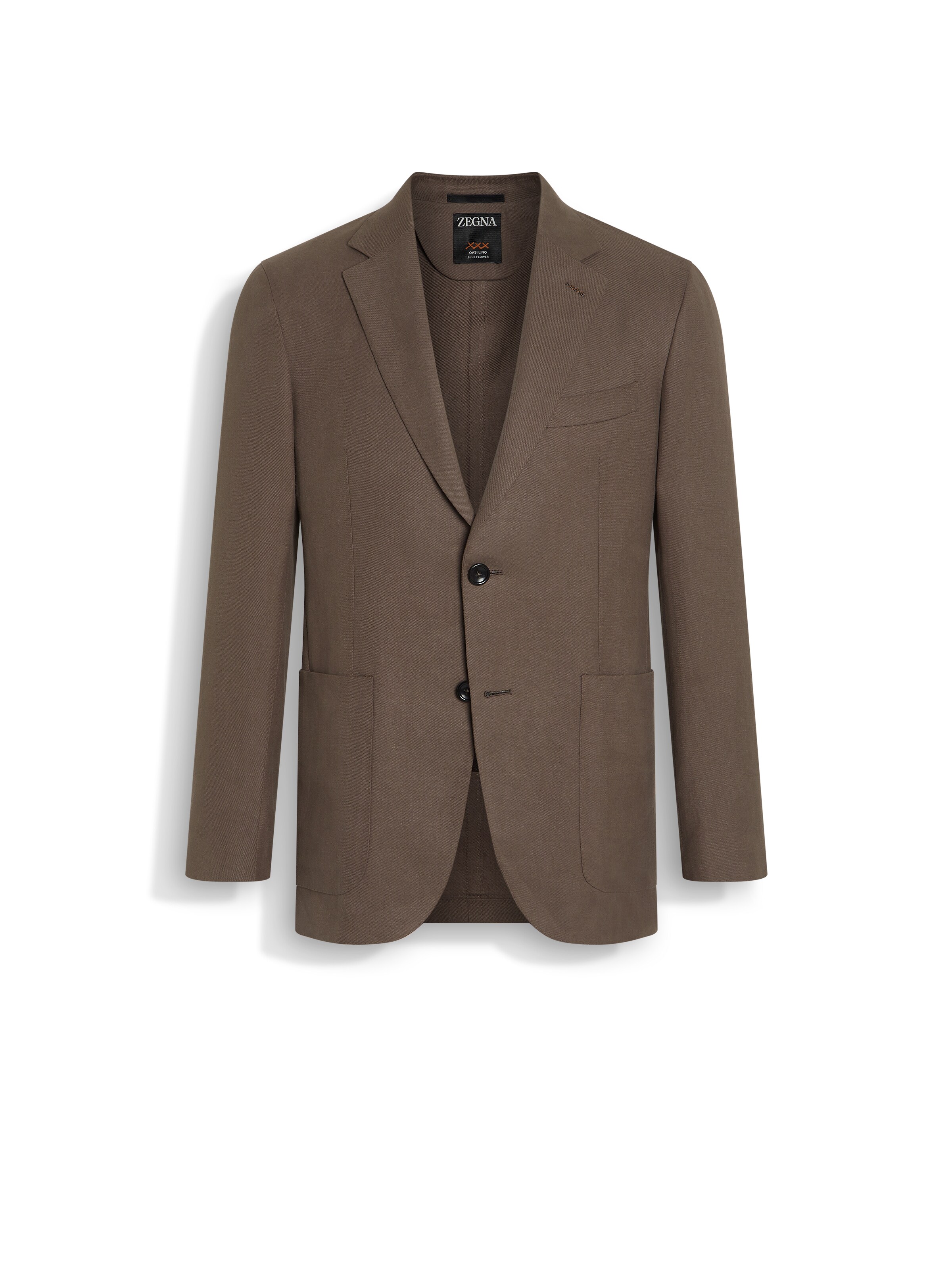 Shop Zegna Dark Taupe Oasi Lino Blue Flower Jacket