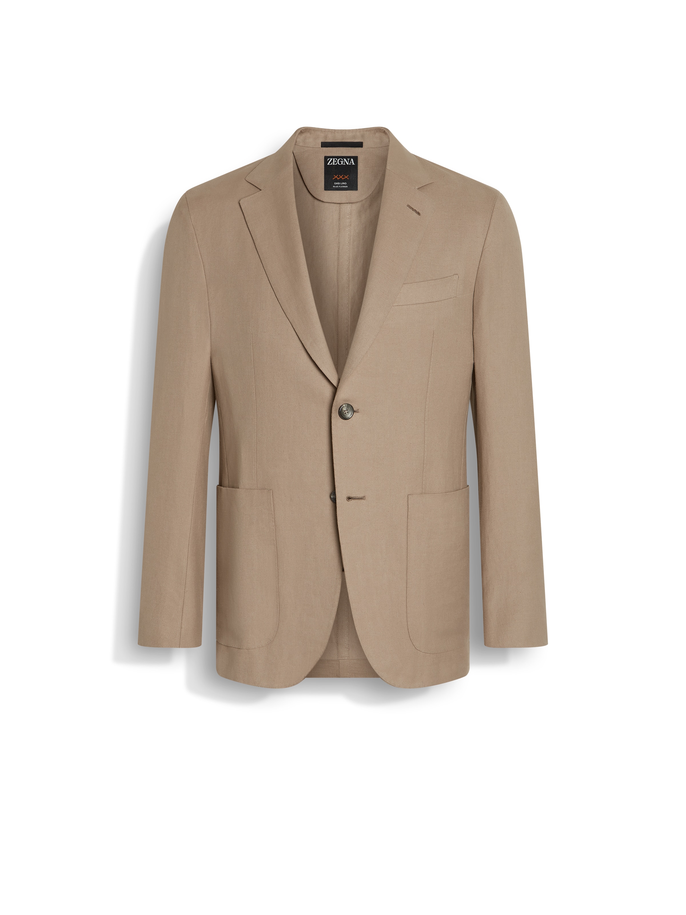 Zegna Light Beige Oasi Lino Blue Flower Jacket In Brown