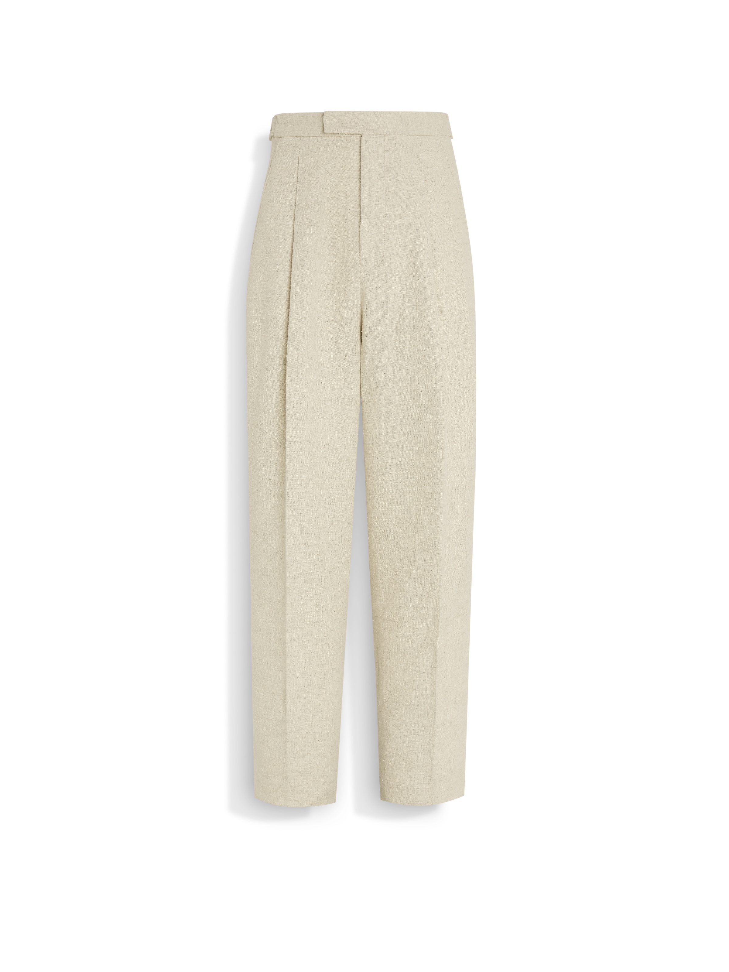 Zegna Light Beige Linen And Silk Blend Pants