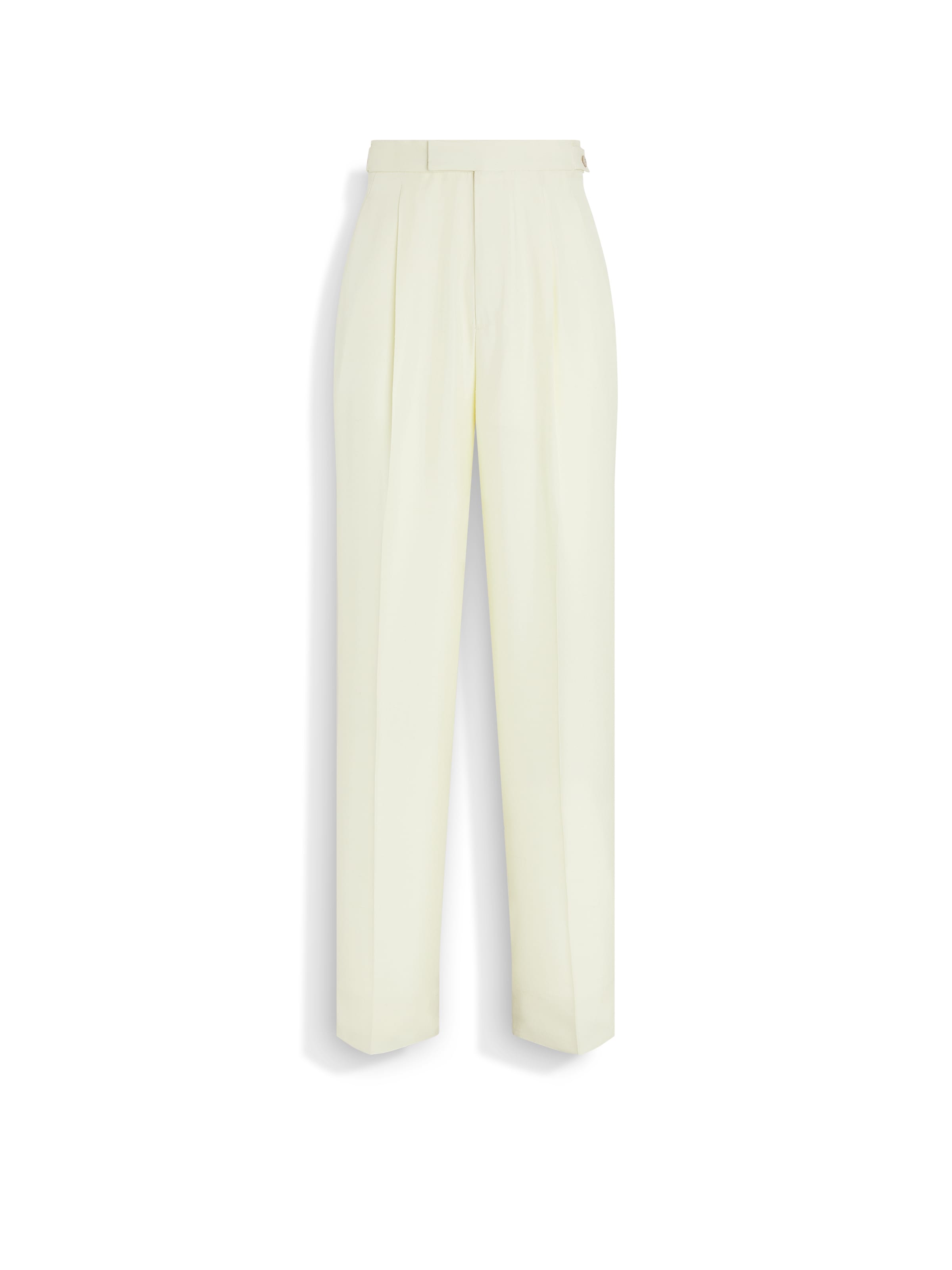 Zegna Pantalon En Soie Et Laine Jaune Clair In White