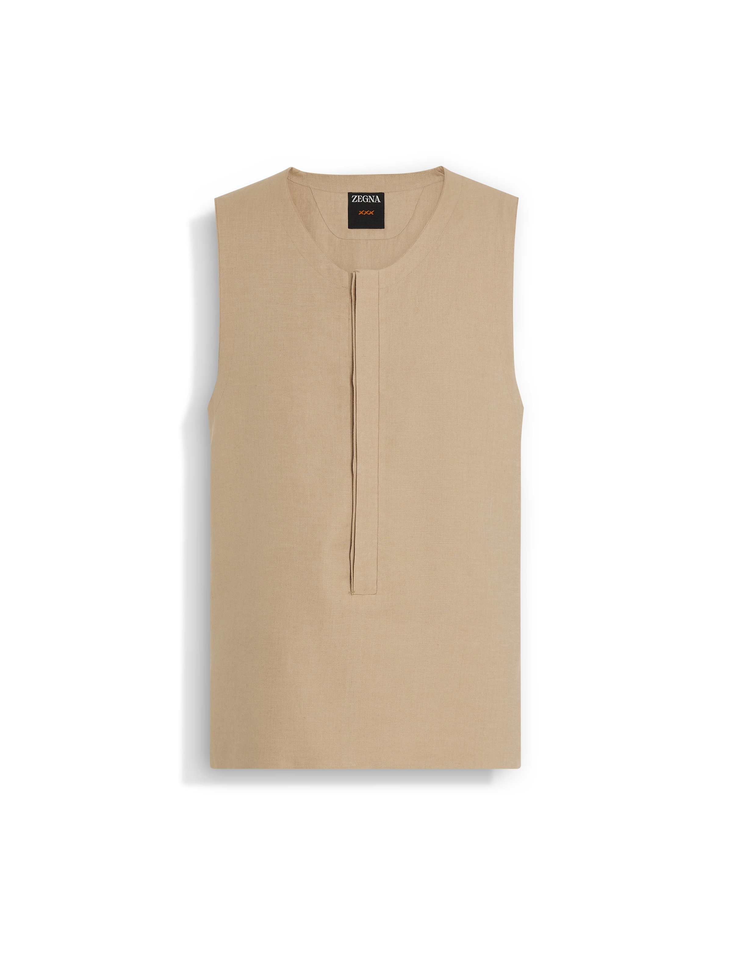 Zegna Light Taupe Oasi Lino Tank Shirt
