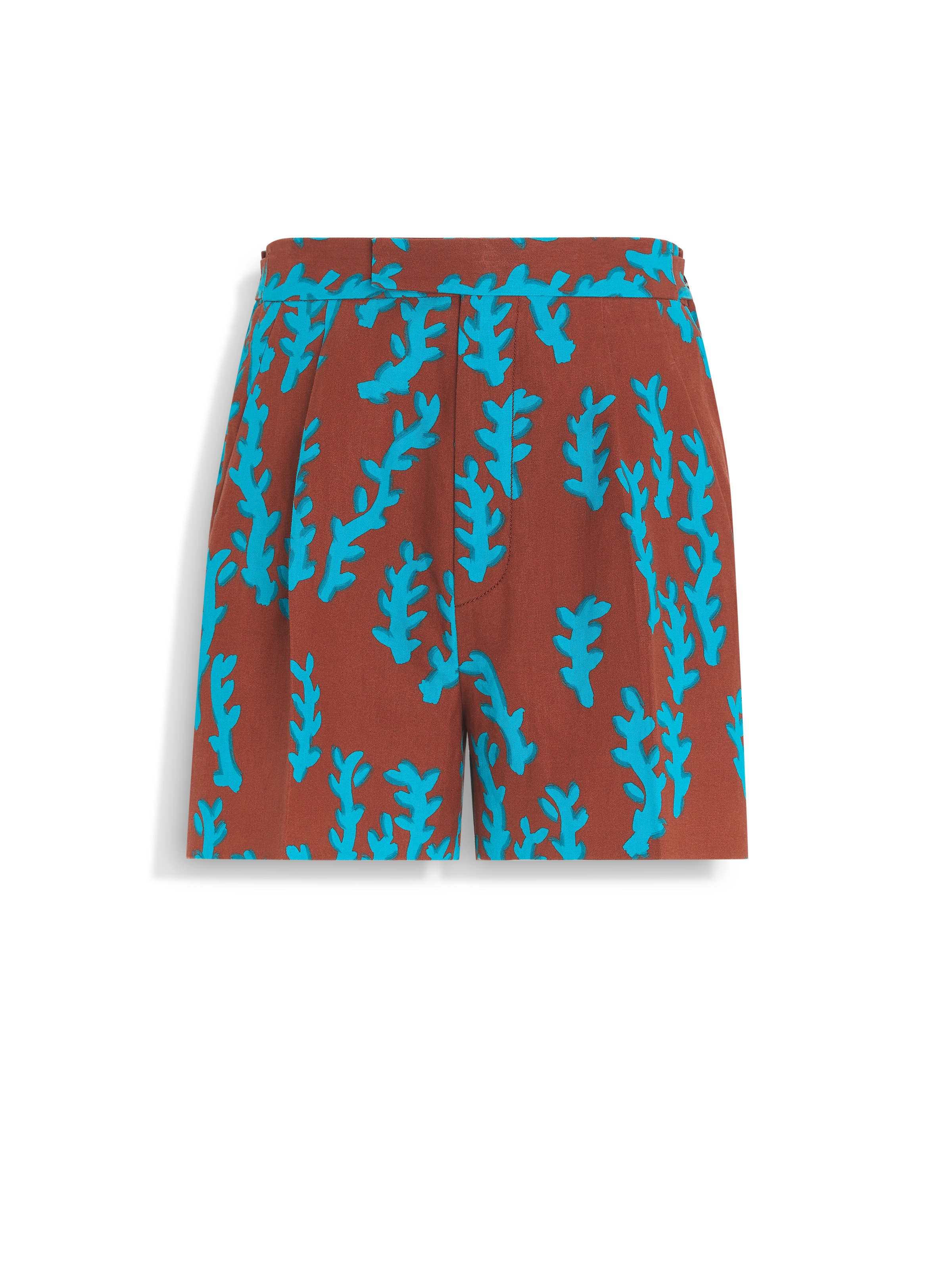 Shop Zegna Short En Oasi Lino Rouge Brique Et Bleu Sarcelle Vif In Rouge Brique/bleu Sarcelle Vif