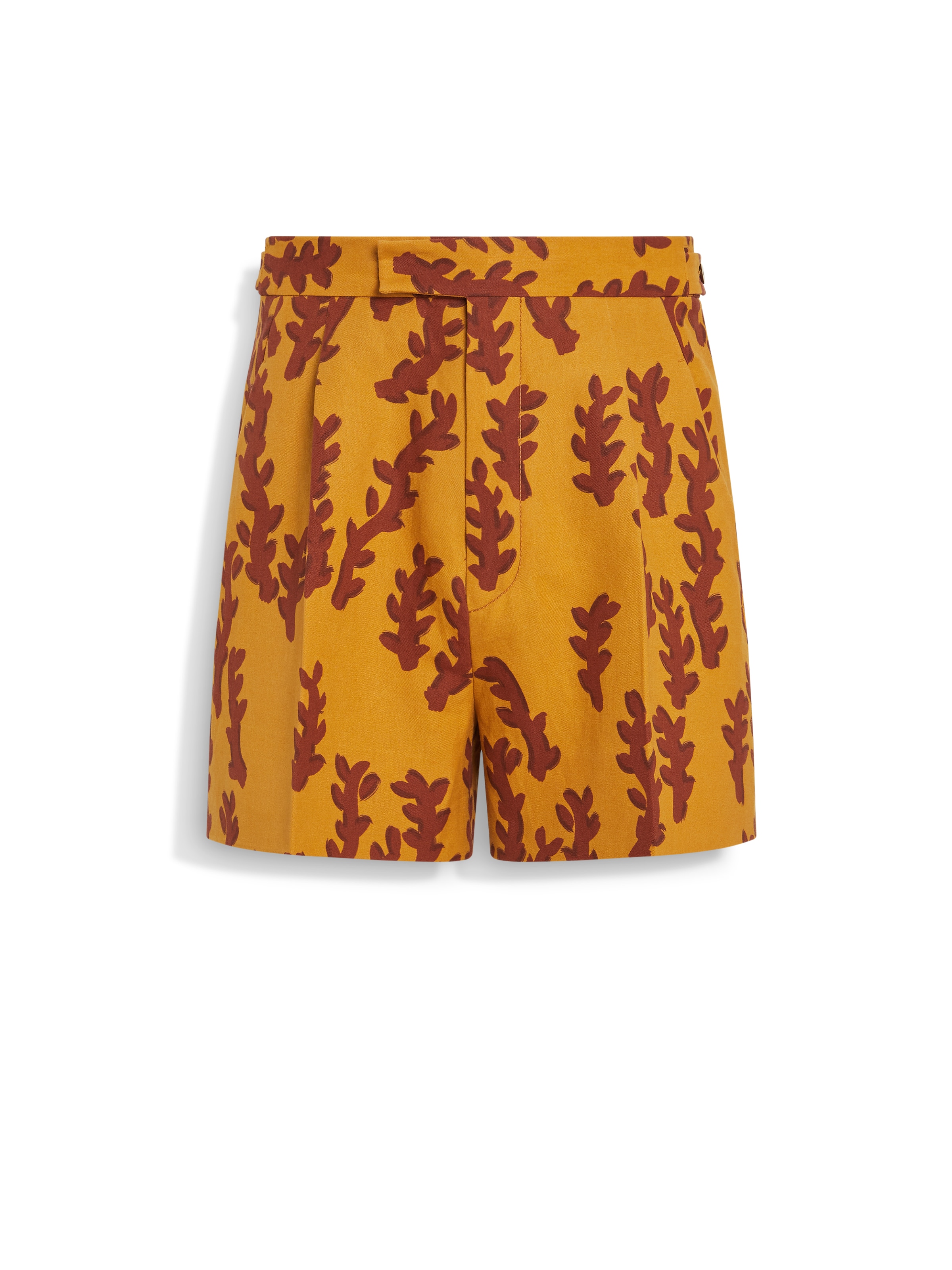 Shop Zegna Short En Oasi Lino Ocre Et Rouge Brique In Ocre/rouge Brique
