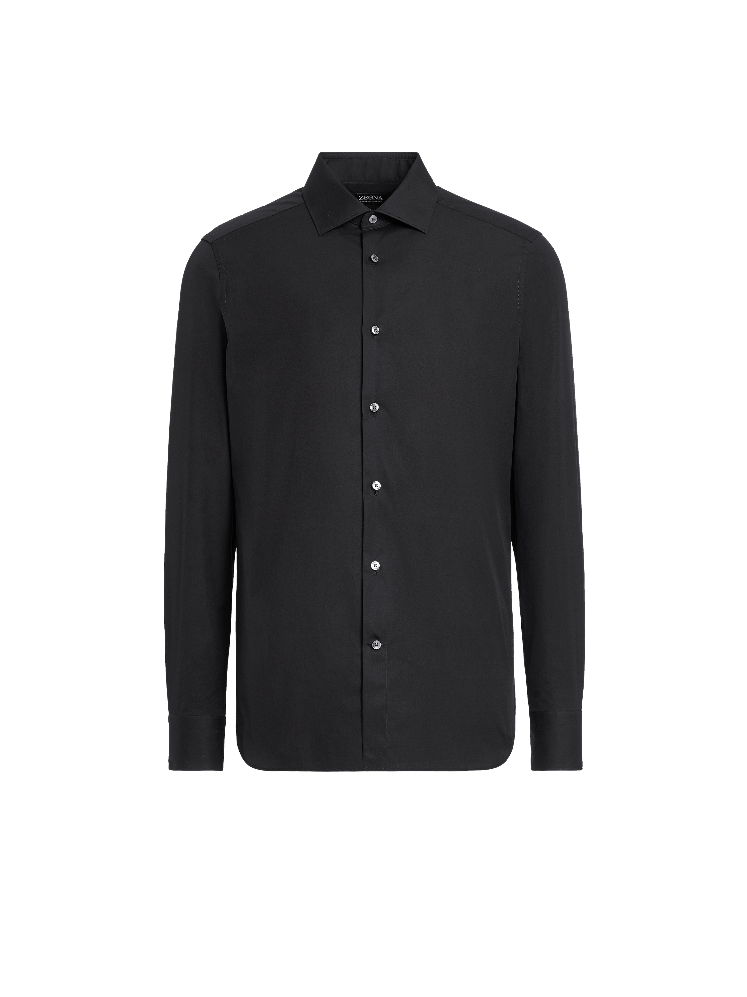 Zegna Spread-collar Long-sleeve Shirt In Black