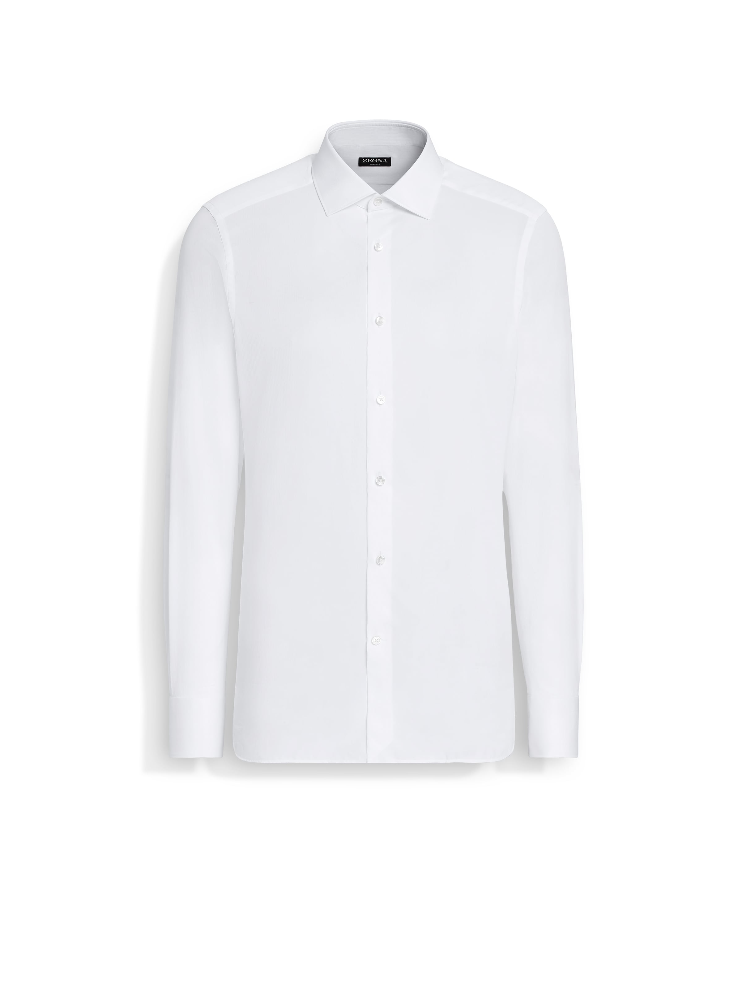 Zegna Micro Striped Trecapi Tailored Fit Long Sleeve Shirt In Blanc