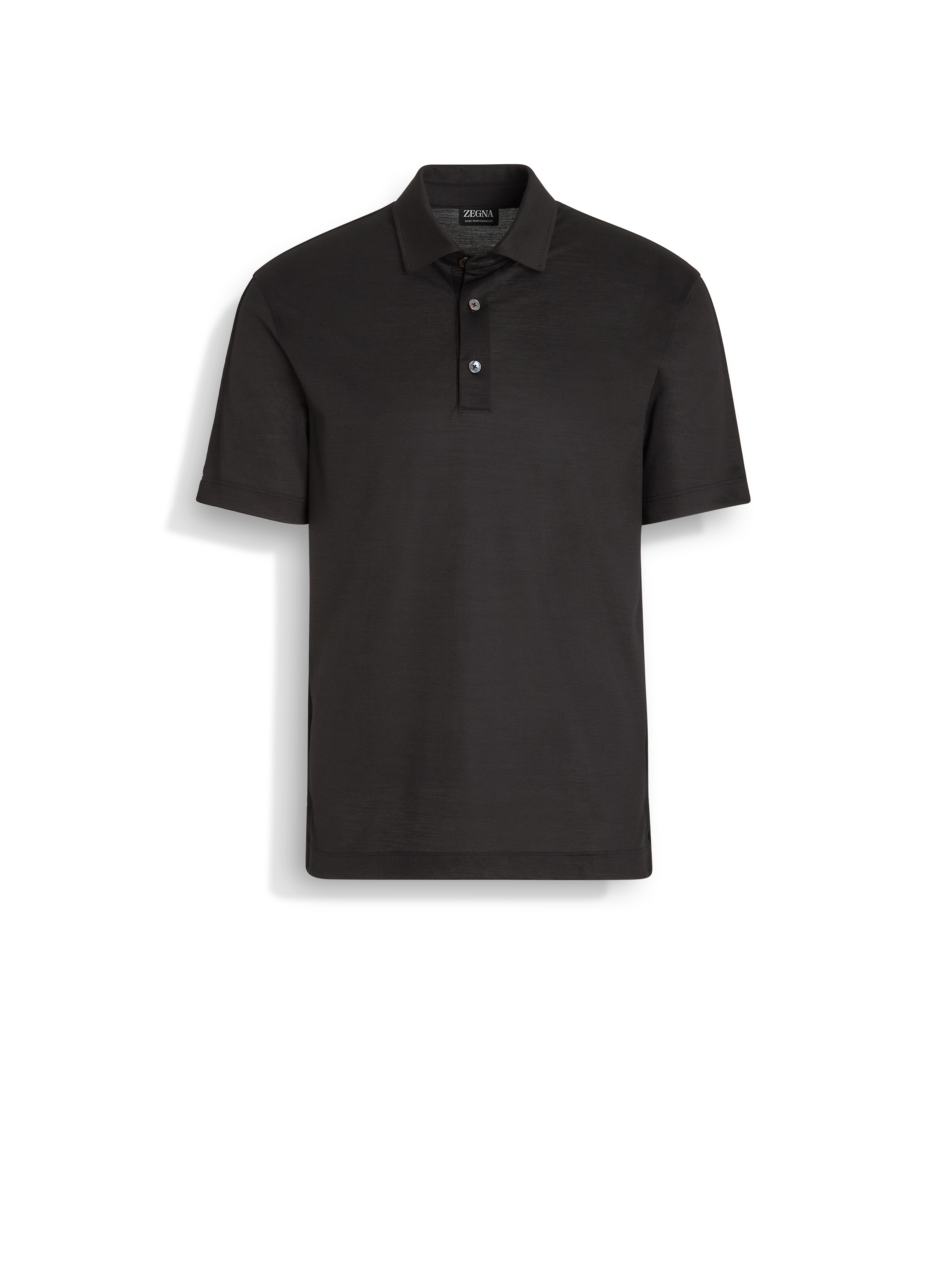 Zegna High Performance Wool Polo Shirt In Noir