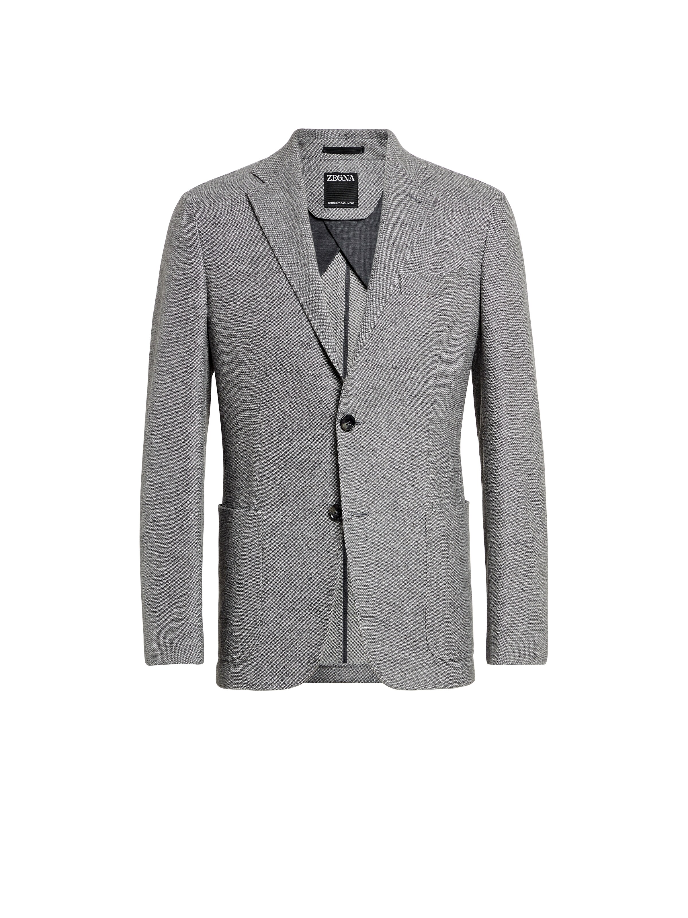 Zegna Single-breasted Wool-blend Blazer In Grey Mélange