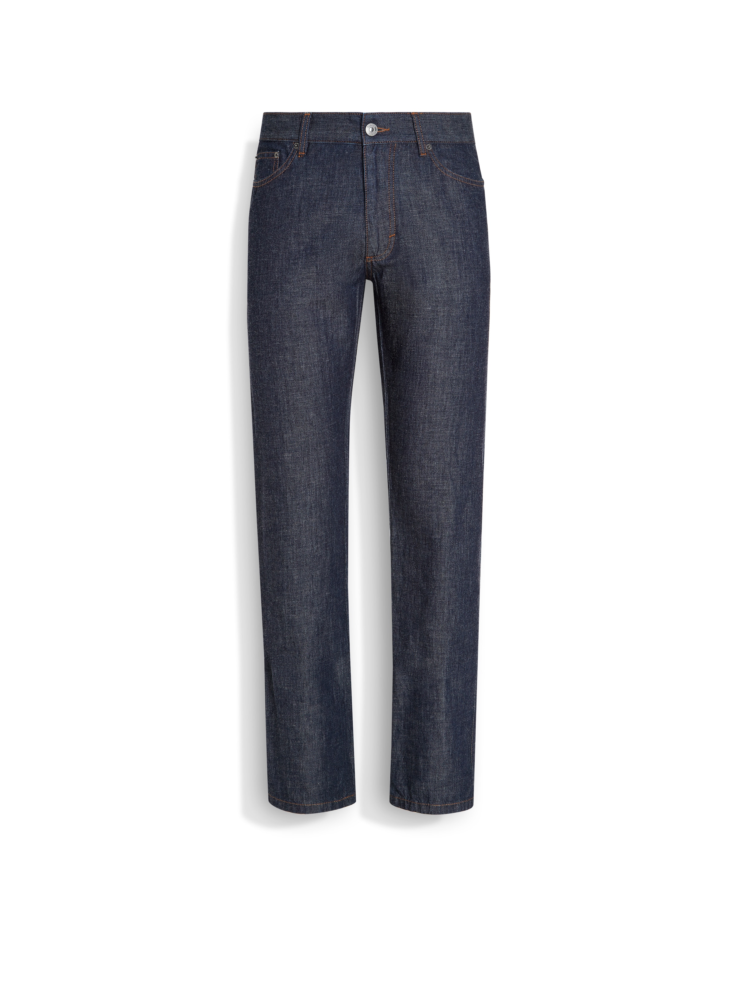 Zegna Dark Blue Rinse-washed Cotton And Linen Roccia Jeans In Bleu Foncé