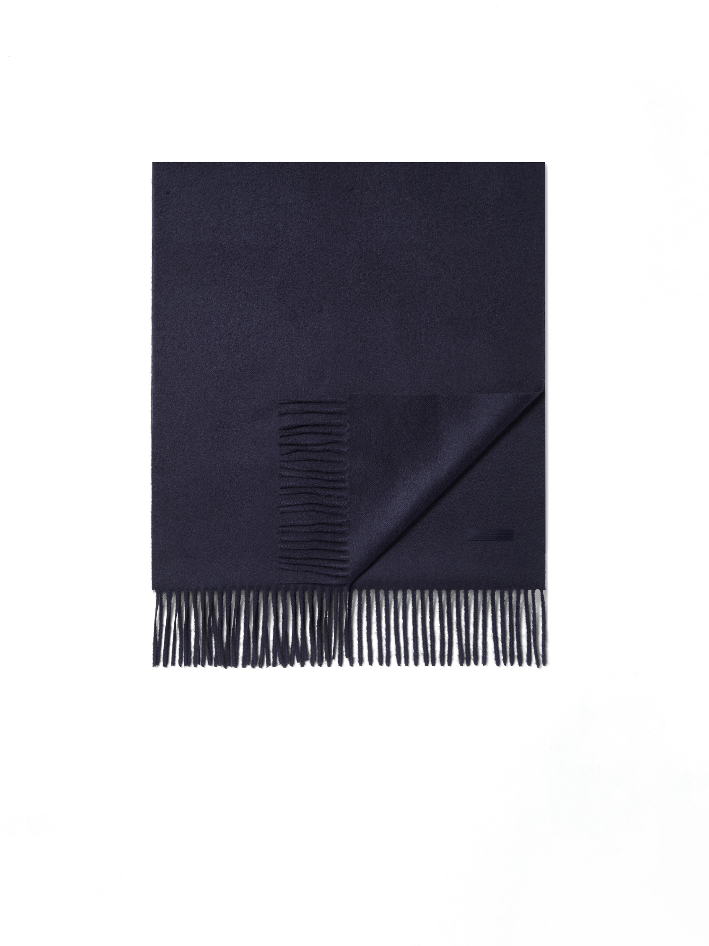 Zegna Midnight Blue Cashmere Scarf With Fringed Edge In Black