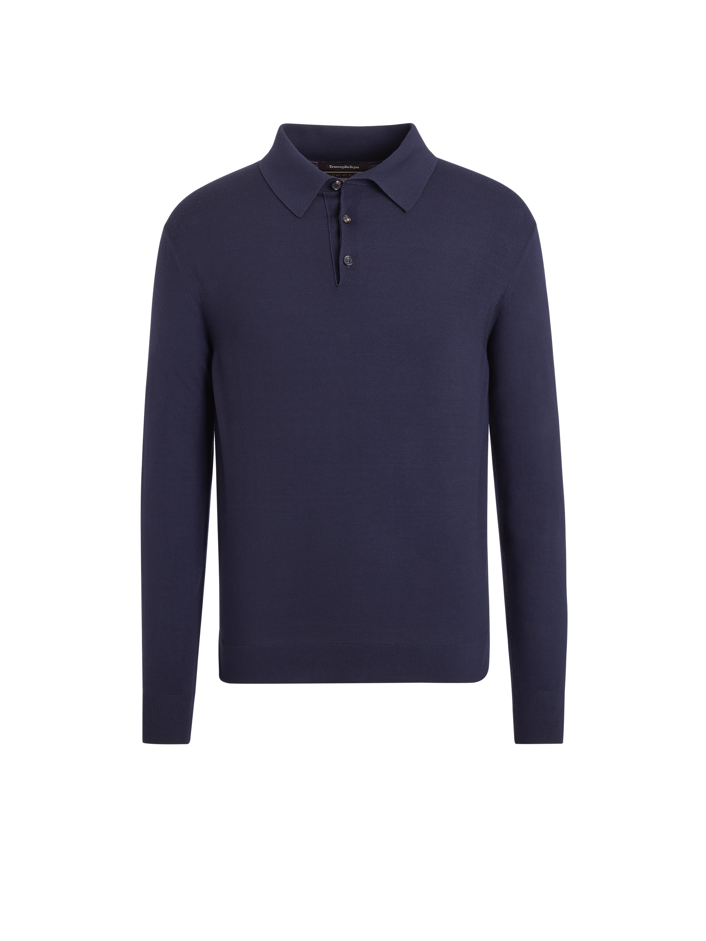 Zegna Cashseta Knit Polo With Ribbed Cuffs And Hem In Bleu Marine