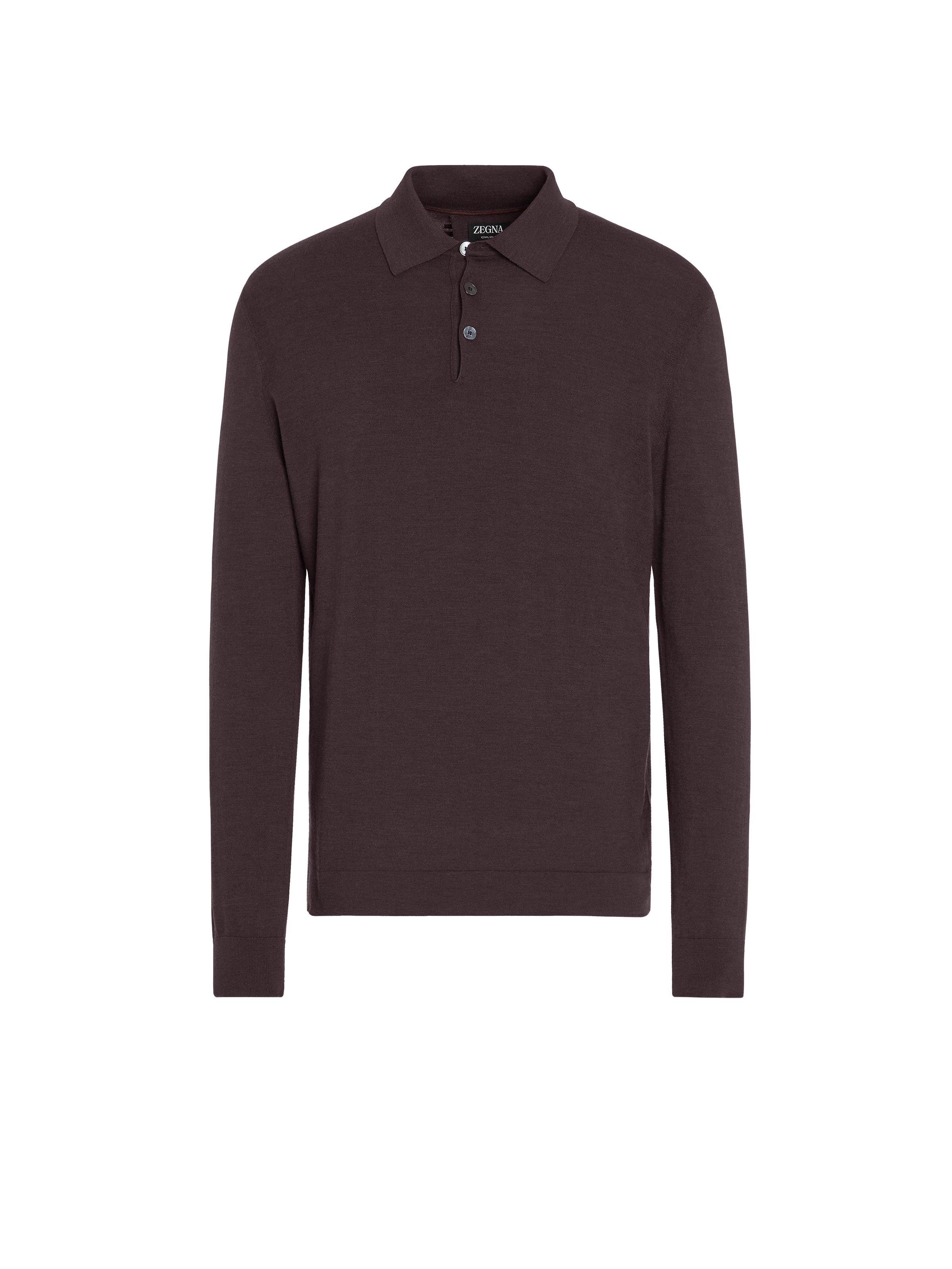 Zegna Long-sleeved Polo Shirt In Bordeaux