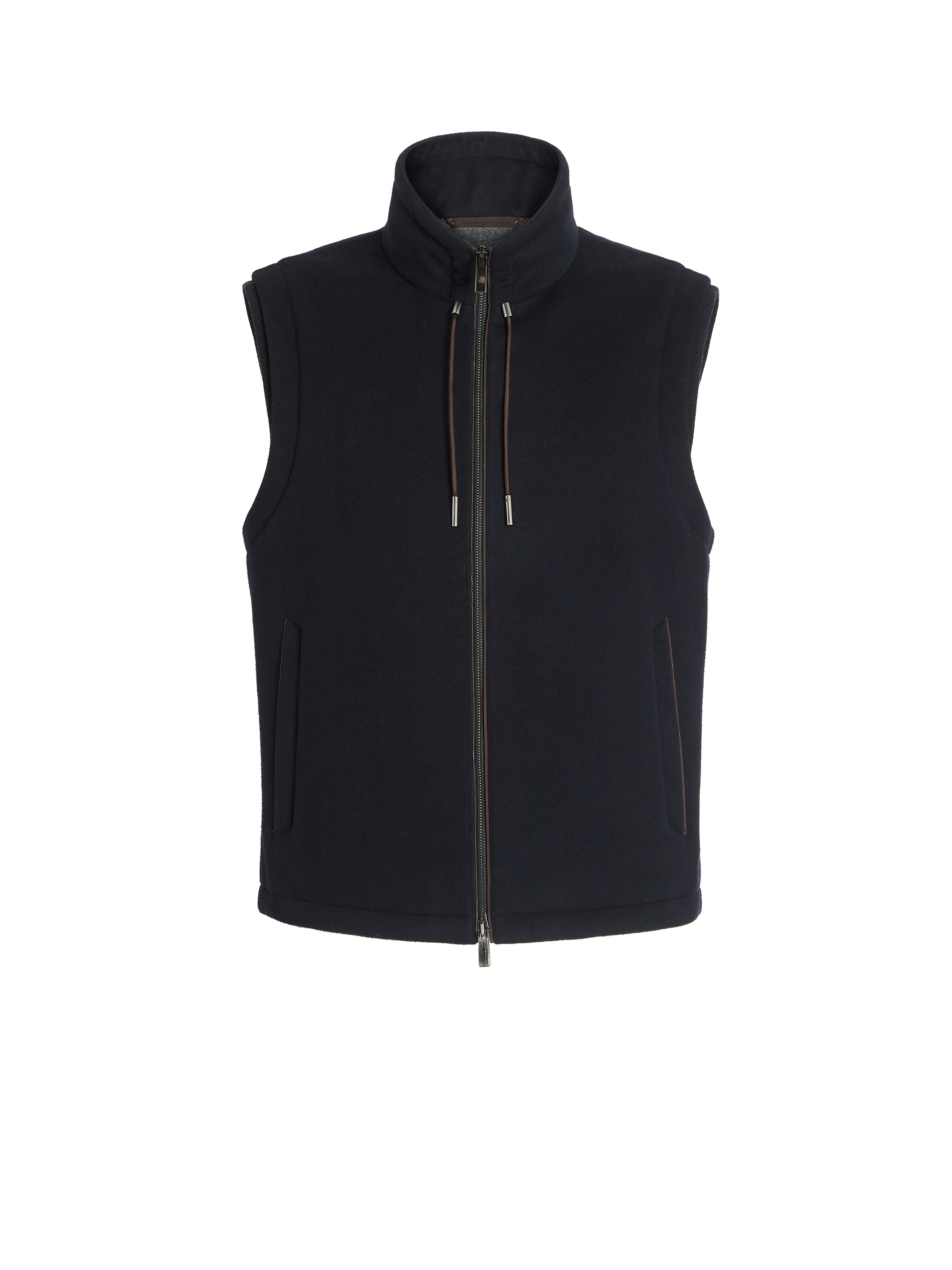 Zegna Down-filled Wool Gilet In Navy Blue