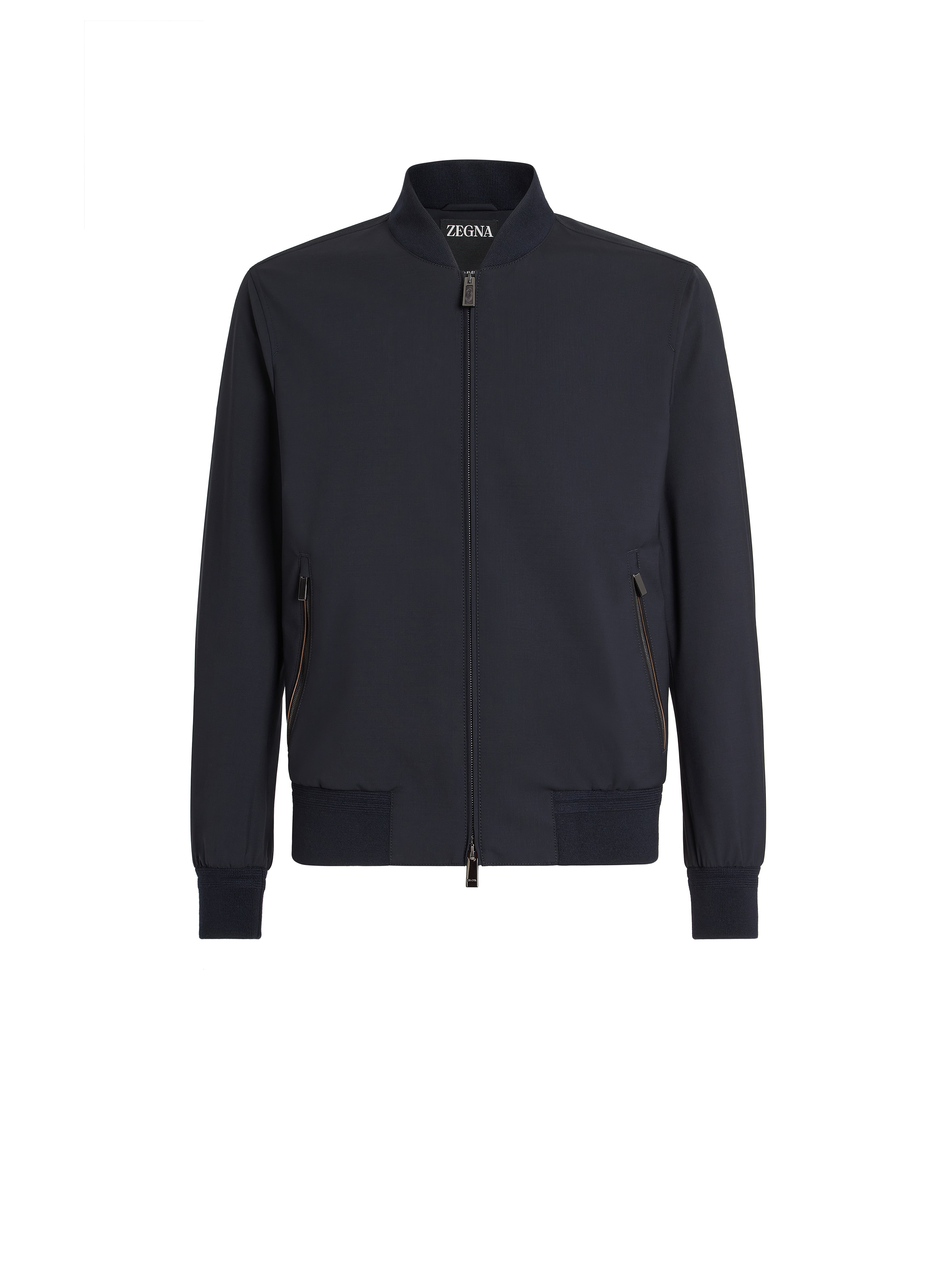 Zegna Bomber En Laine Trofeo Elements In Bleu Marine